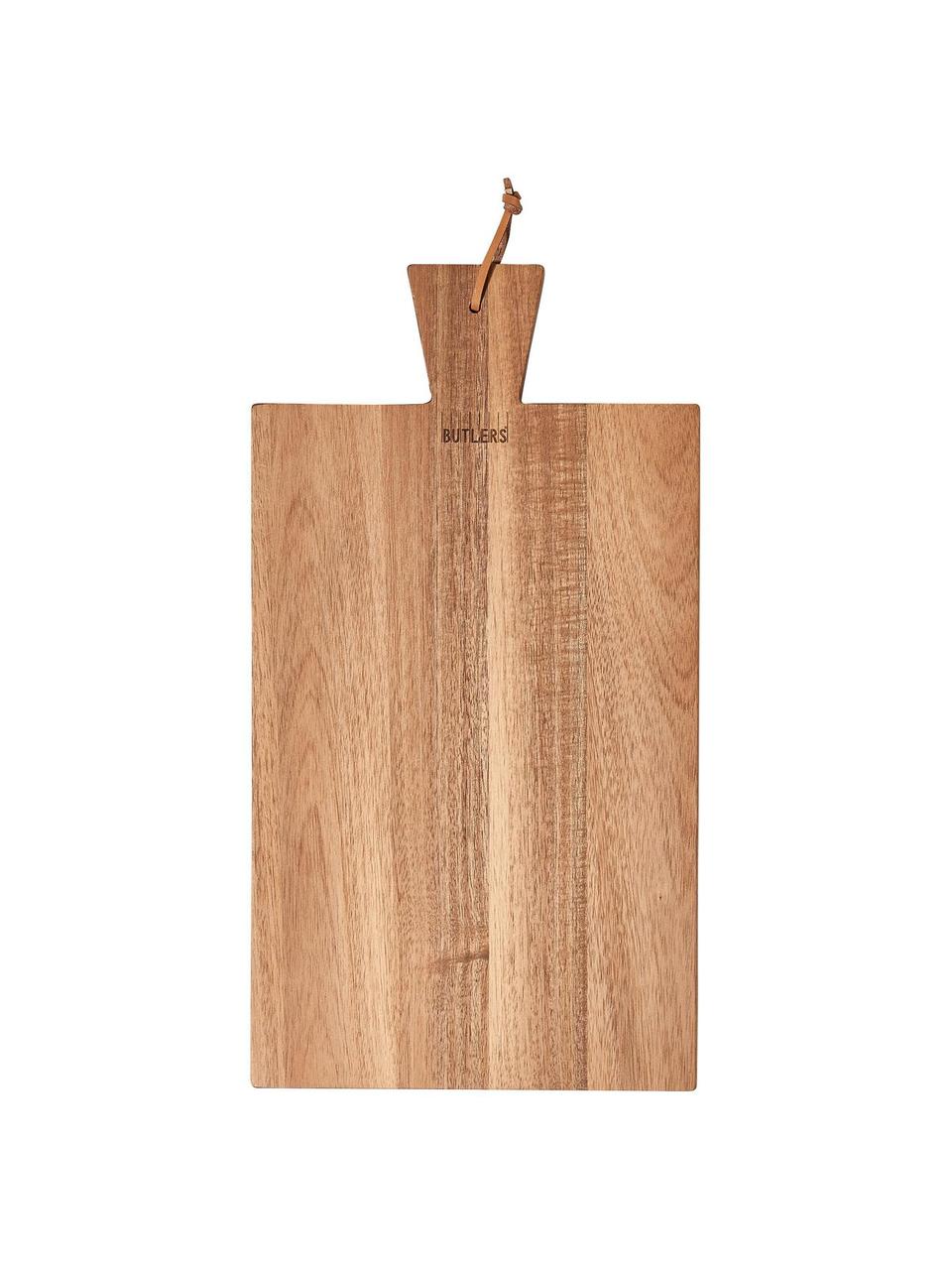 Tabla de cortar de madera de acacia Cutting Crew, diferentes tamaños, Cordón: cuero, Madera de acacia, L 43 x An 24 cm