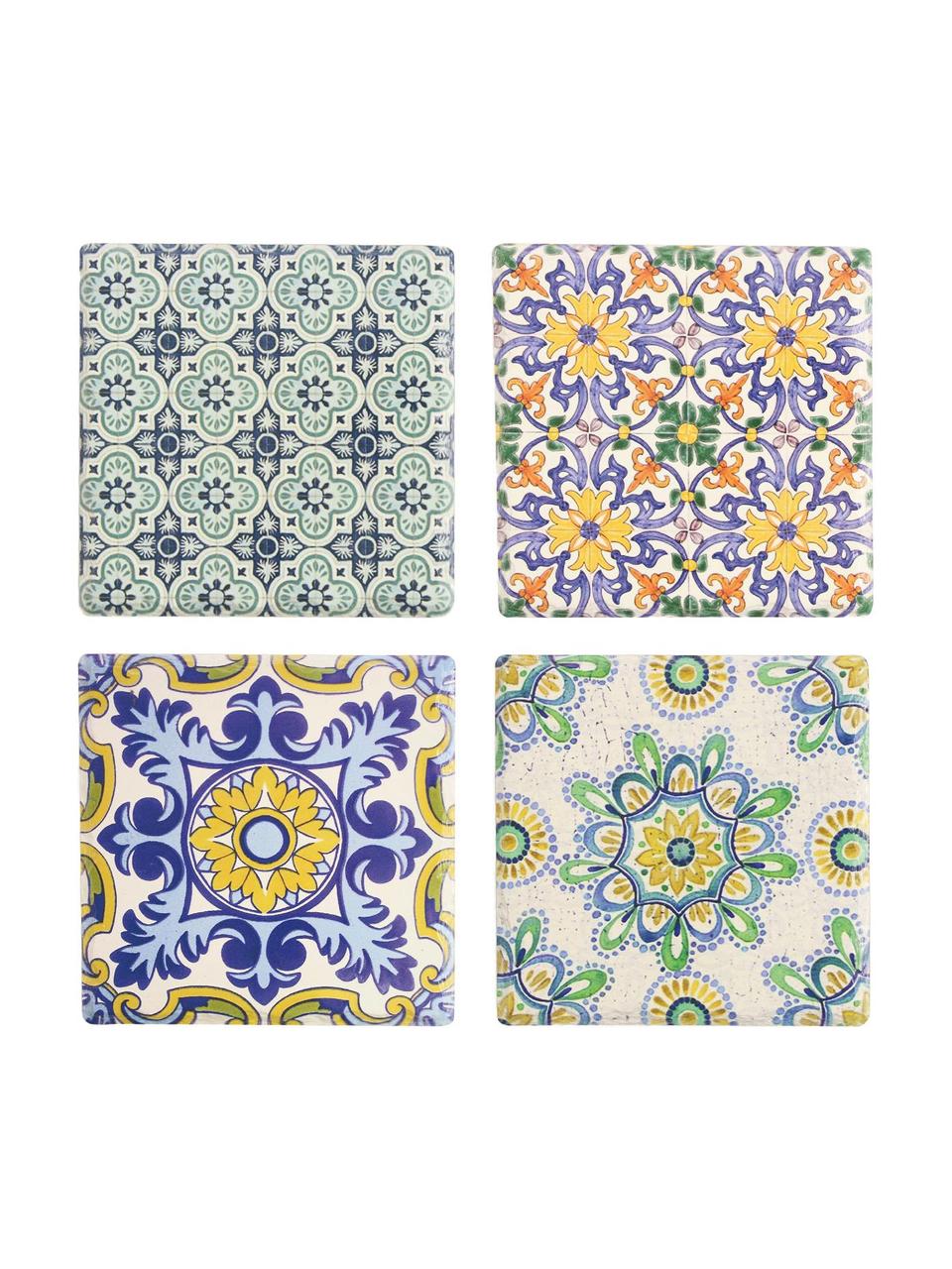 Panonderzetterset Deruta, 4-delig, Keramiek, kurk, Multicolour, B 16 x D 16 cm