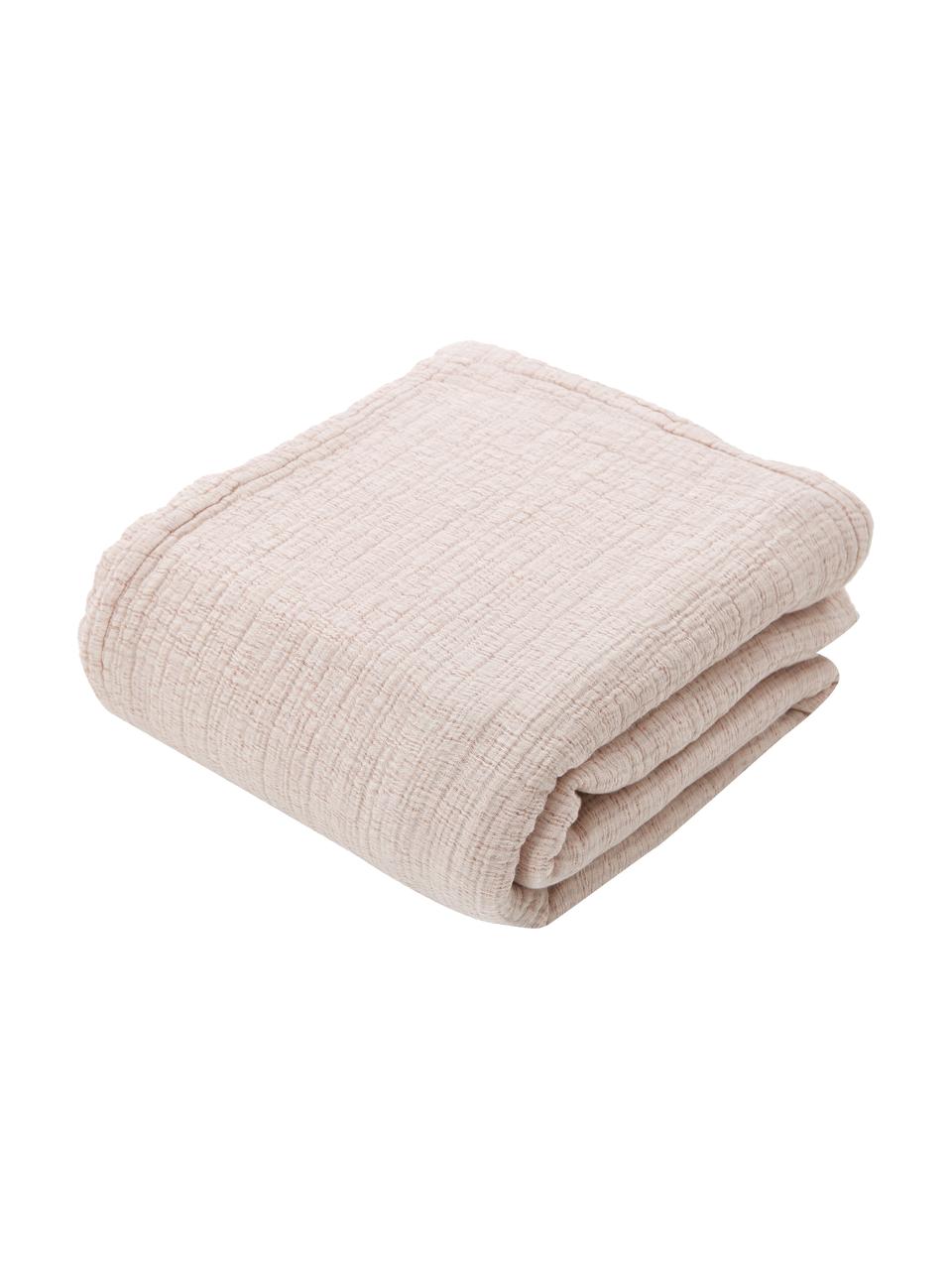 Copriletto in morbida mussola di cotone Liv, 100% cotone, Rosa cipra, beige, Larg. 260 x Lung. 260 cm (per letti da 200 x 200 cm)