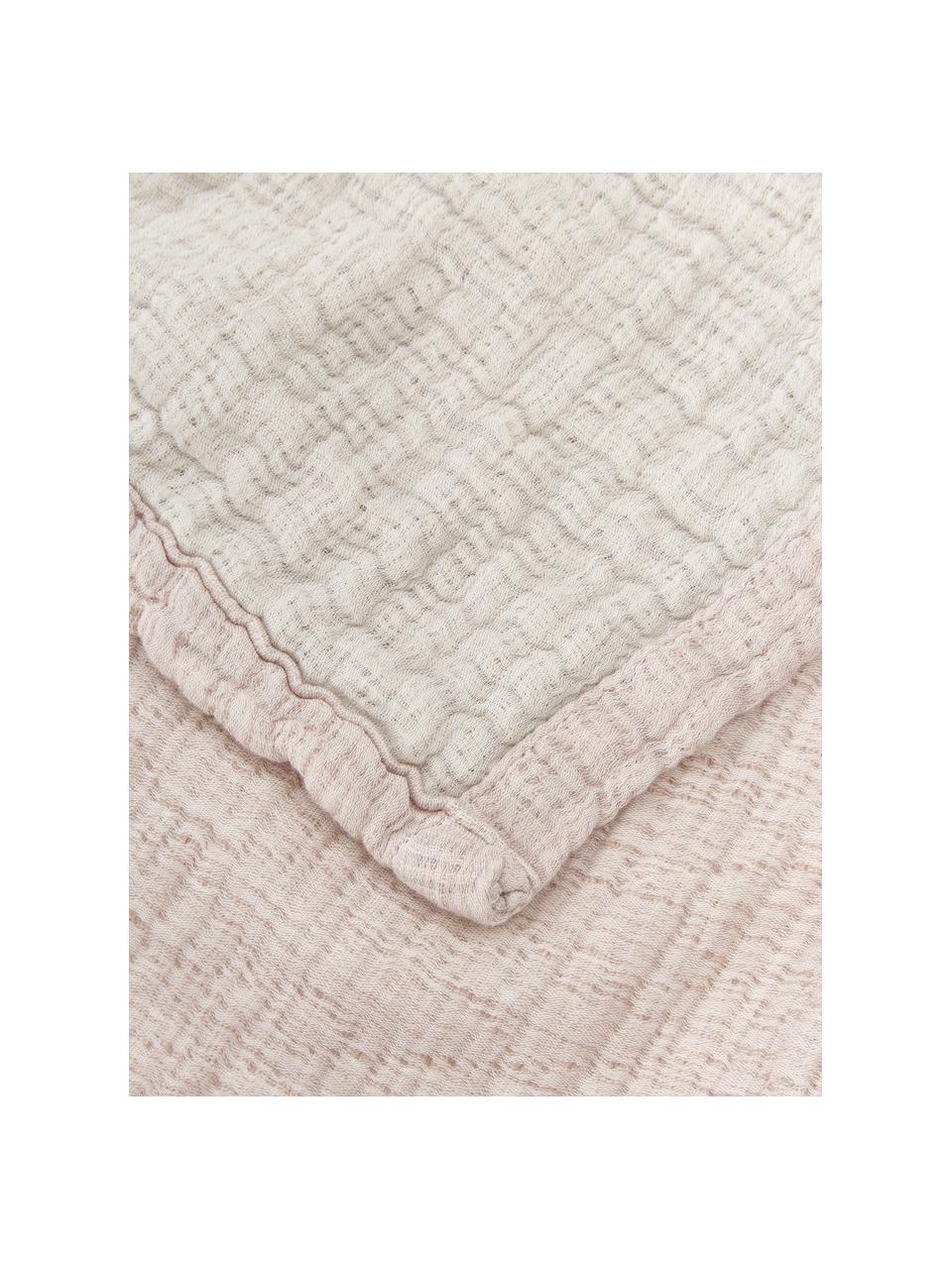 Přehoz z měkkého bavlněného mušelínu Liv, 100 % bavlna, Pudrově růžová, béžová, Š 260 cm, D 260 cm (pro postele s rozměry až 200 x 200 cm)