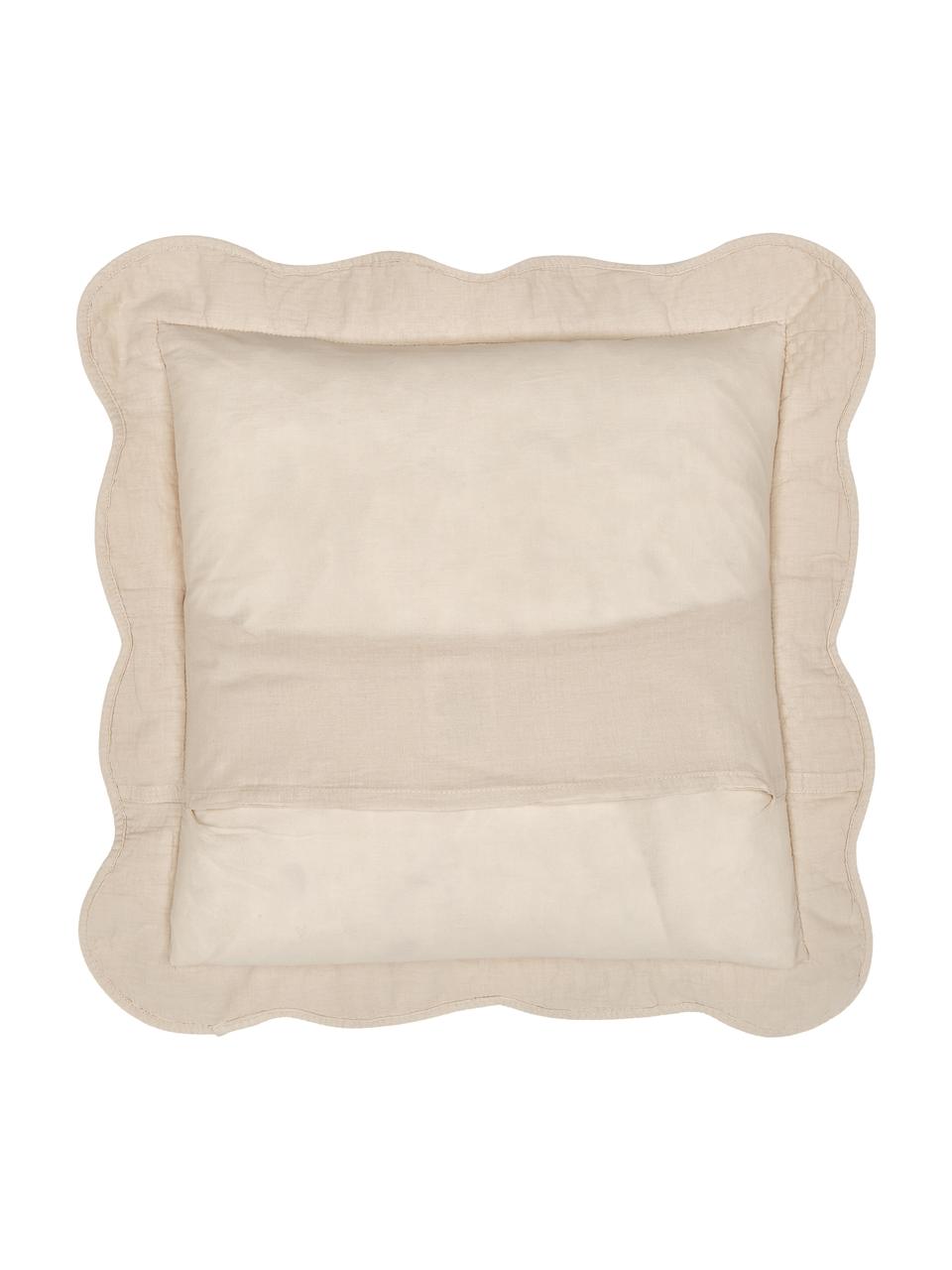 Bestickte Kissenhülle Madlon, 100% Baumwolle, Beige, B 45 x L 45 cm