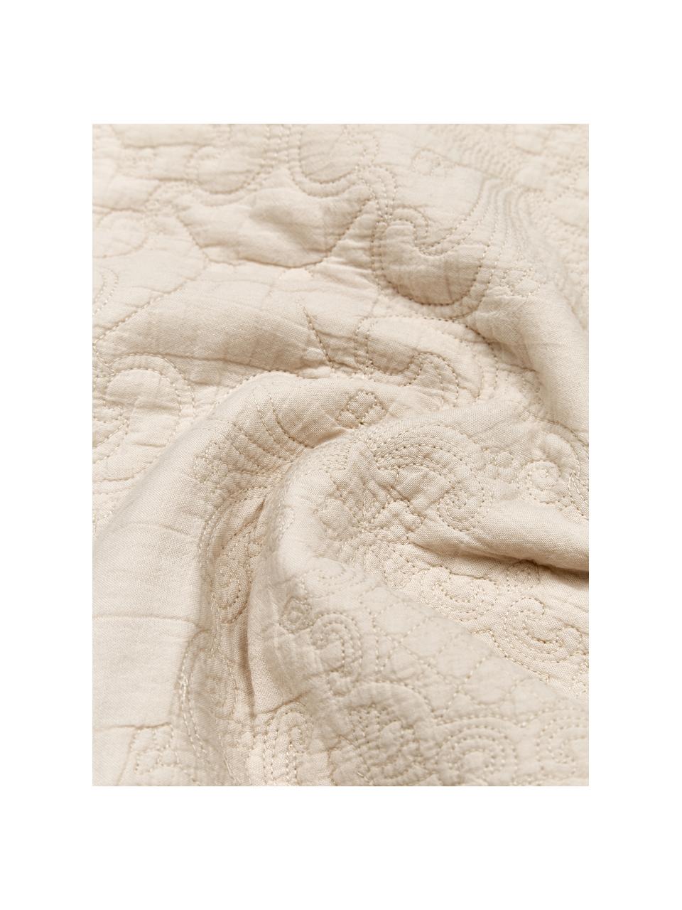 Housse de coussin brodée beige Madlon, 100 % coton, Beige, larg. 45 x long. 45 cm