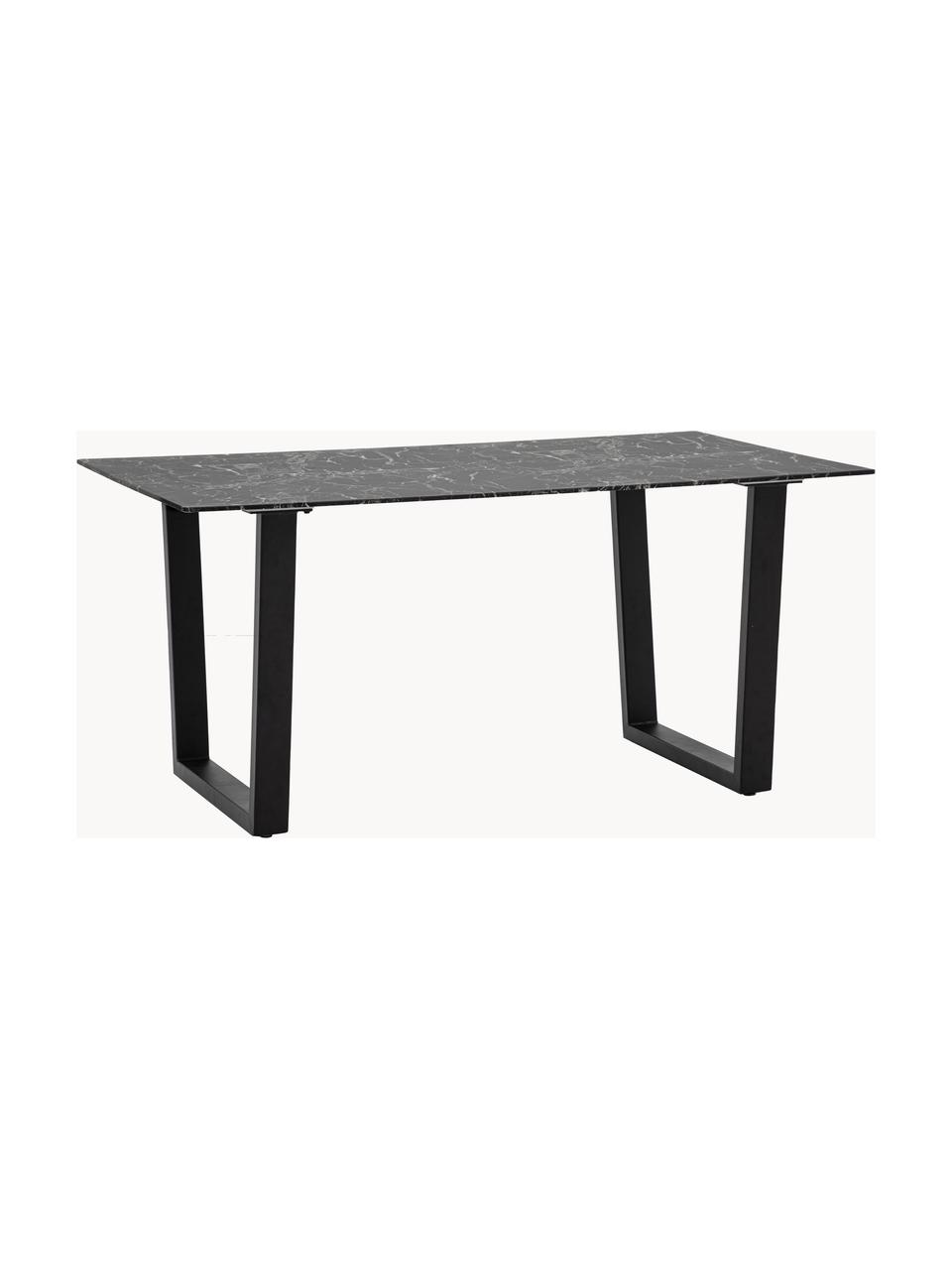 Jídelní stůl se skleněnou deskou v mramorovém vzhledu Davidson, 160 x 90 cm, Černý mramorový vzhled, černá, Š 160 cm, H 90 cm