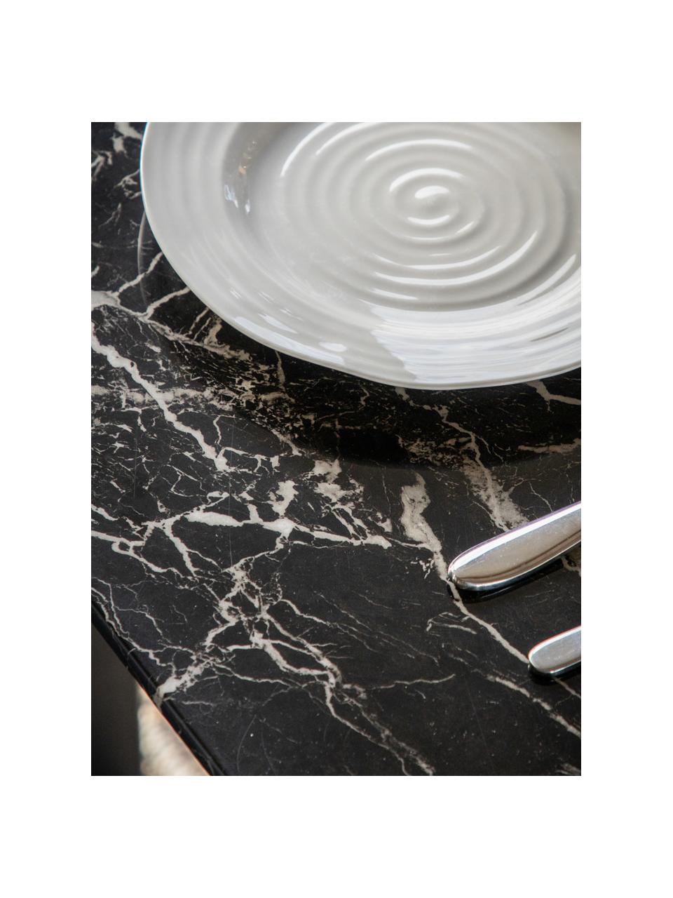 Eettafel Davidson met glazen tafelblad in marmerlook, 160 x 90 cm, Tafelblad: glas, Poten: gecoat metaal, Marmerlook zwart, zwart, B 160 x D 90 cm