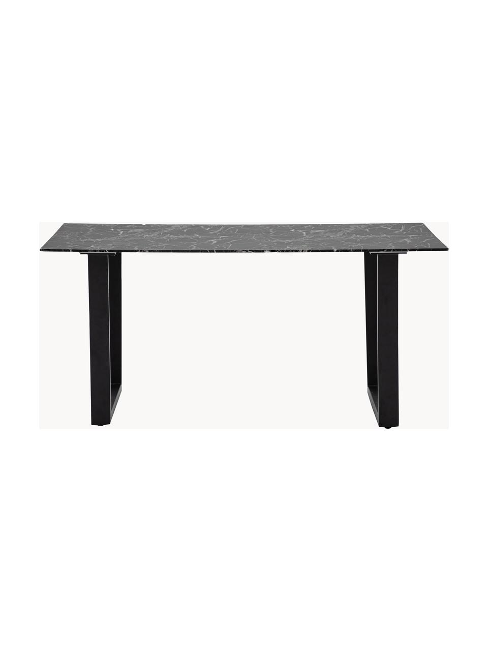 Table avec plateau look marbre Davidson, 160 x 90 cm, Look marbre noir, pieds noir, larg. 160 x prof. 90 cm