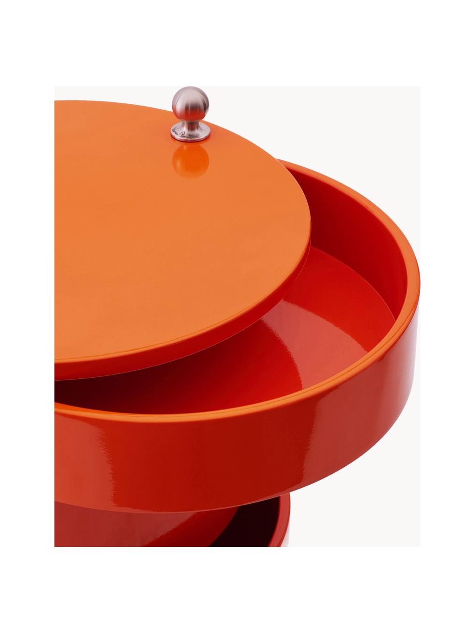 Kulatá skříňka na kolečkách Barboy, design Verner Panton, Oranžová, lesklá, Ø 38 cm, V 73 cm