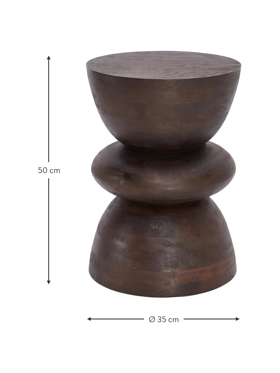 Table d'appoint ronde bois de manguier Benno, Manguier massif, laqué, Bois de manguier foncé laqué, Ø 35 x haut. 50 cm