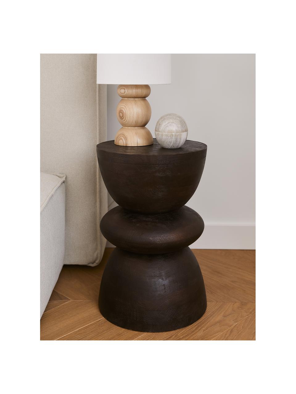 Stolik pomocniczy z drewna mangowego Benno, Lite drewno mangowe lakierowane, Drewno mangowe lakierowane na ciemno, Ø 35 x W 50 cm