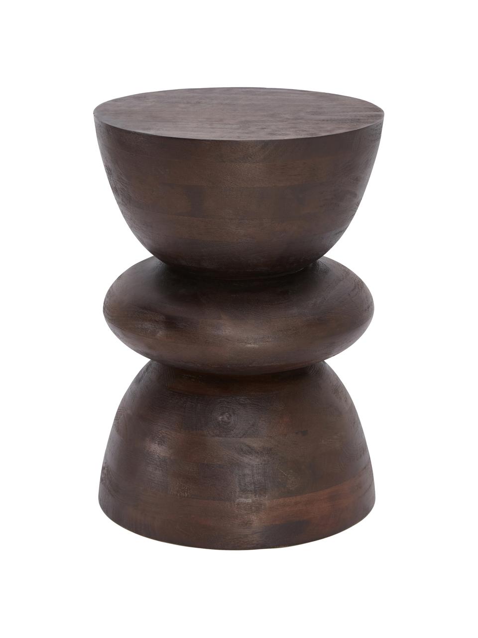 Pomocný stolík z mangového dreva Benno, Masívne mangové drevo, lakované, Mangové drevo, s tmavým lakom, Ø 35 x V 50 cm