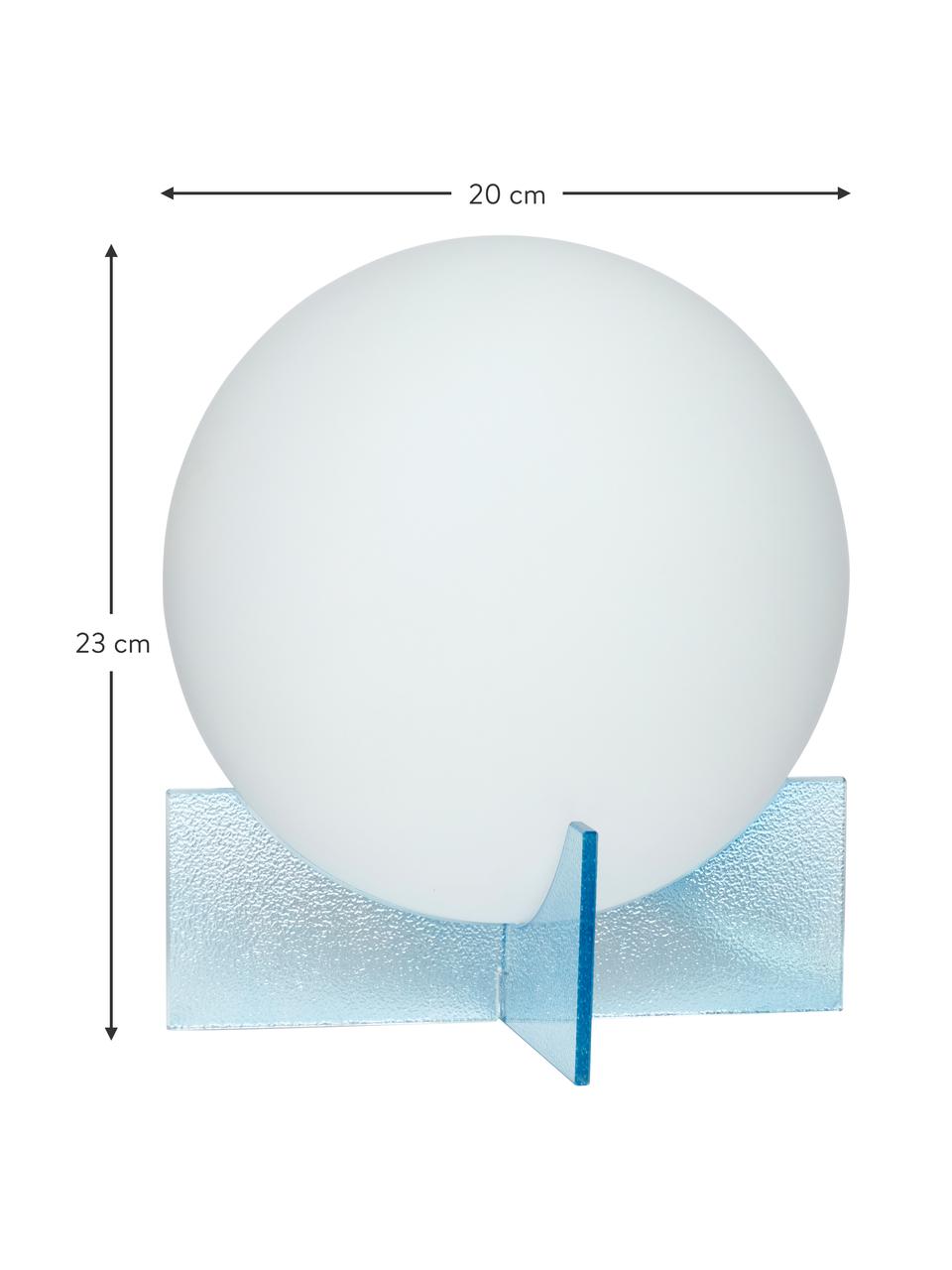 Petite lampe boule Moon, Blanc, bleu ciel, Ø 20 x haut. 23 cm