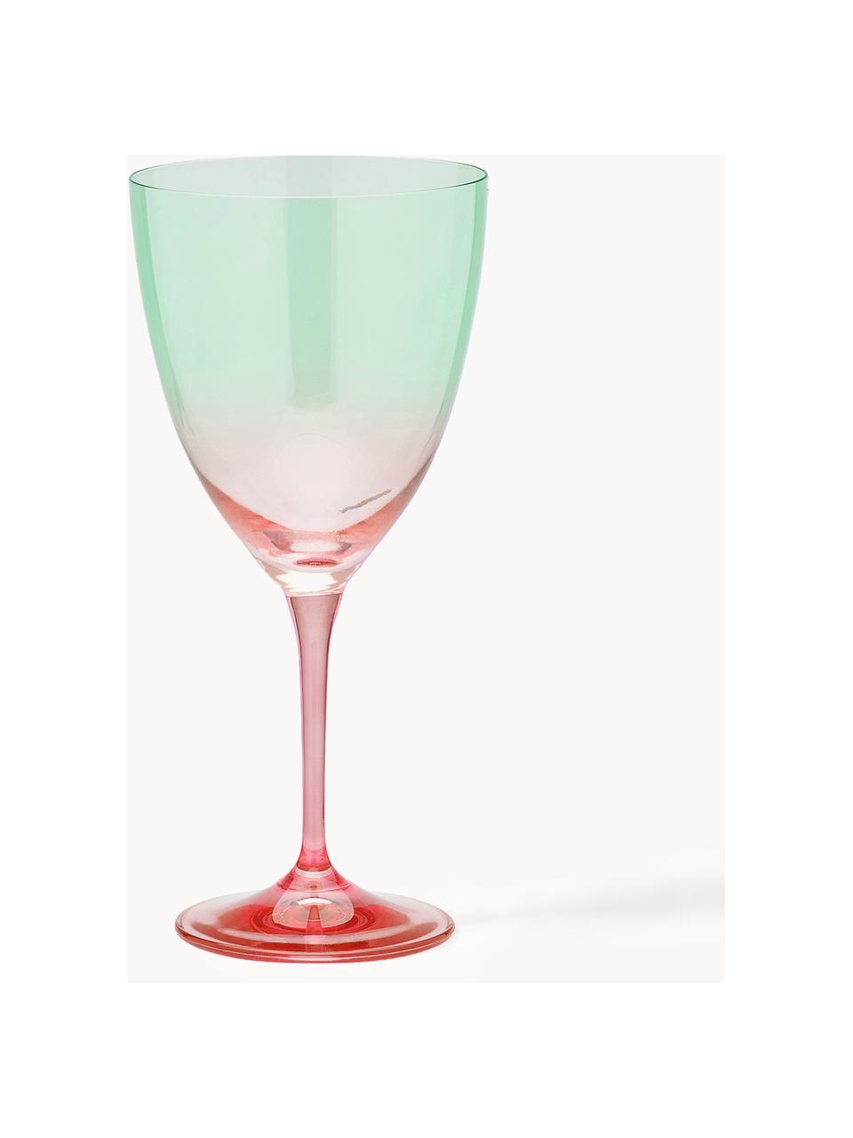 Bicchieri da vino Ombre Flash 2 pz, Vetro, Verde turchese, corallo, Ø 10 x Alt. 12 cm, 400 ml