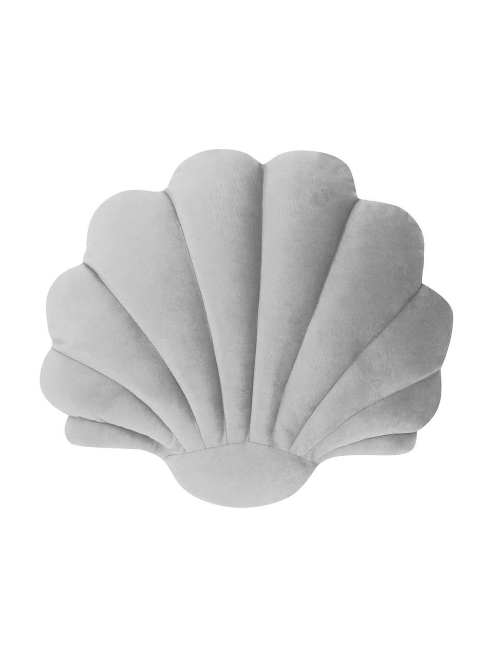 Sametový polštář ve tvaru mušle Shell, Světle šedá, Š 32 cm, D 27 cm