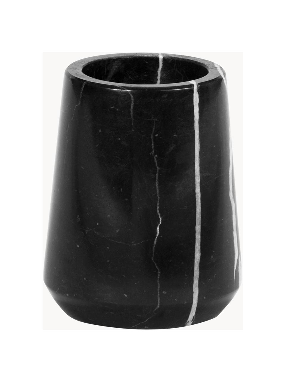Mramorový pohár na zubné kefky Lux, Mramor, Čierna mramorová, Ø 9 x V 11 cm