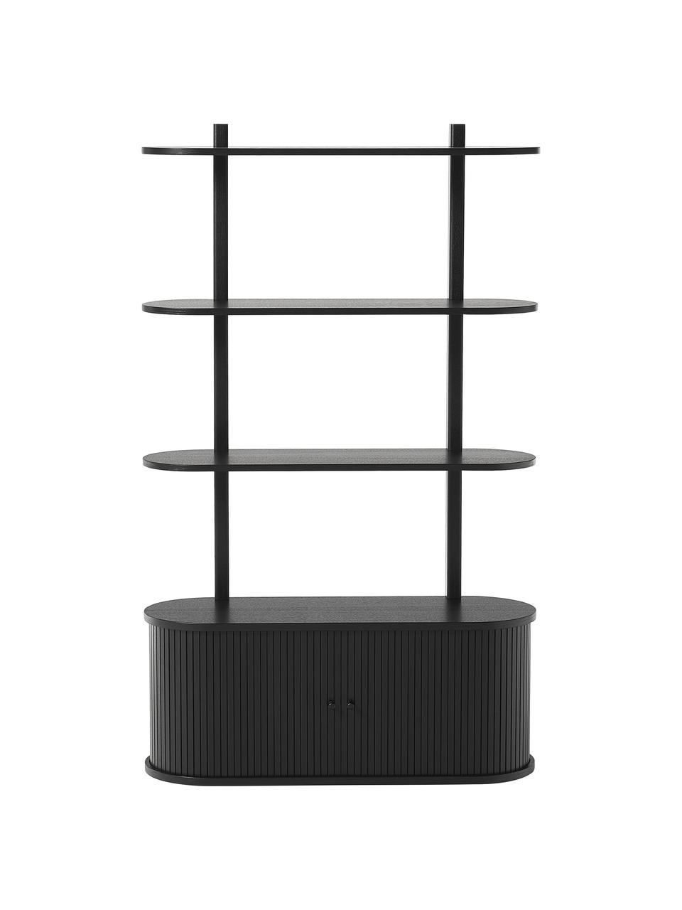 Nástěnný regál s žebrováním Front, Černá, Š 90 cm, V 152 cm