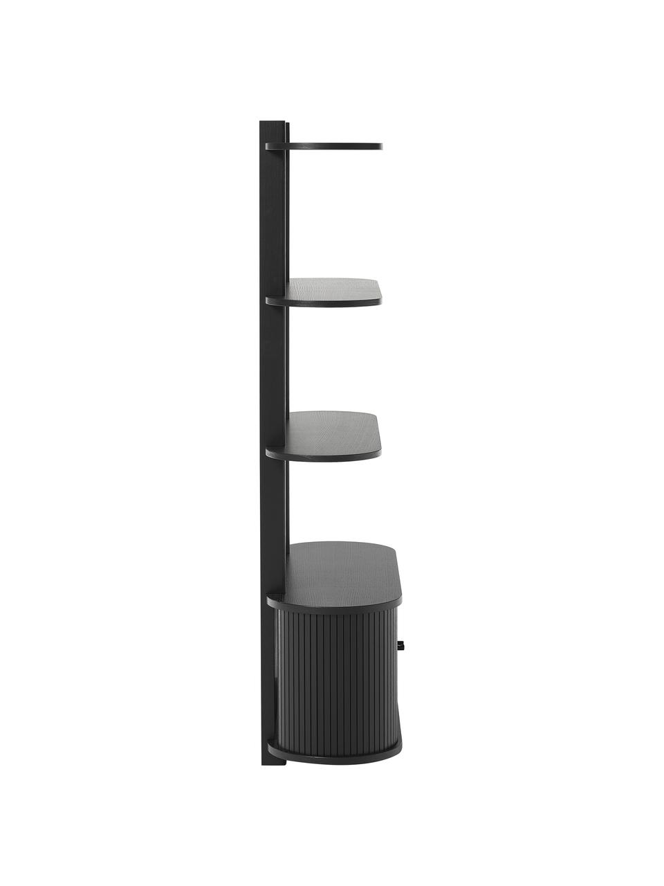 Étagère murale façade cannelée Calary, Noir, larg. 90 x long. 152 cm