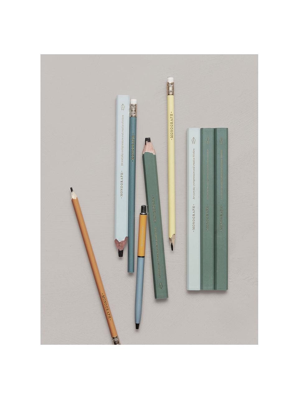 Komplet ołówków Carpenter, 3 elem., Drewno naturalne, grafit, Zielony, jasny niebieski, S 2 x D 18 cm