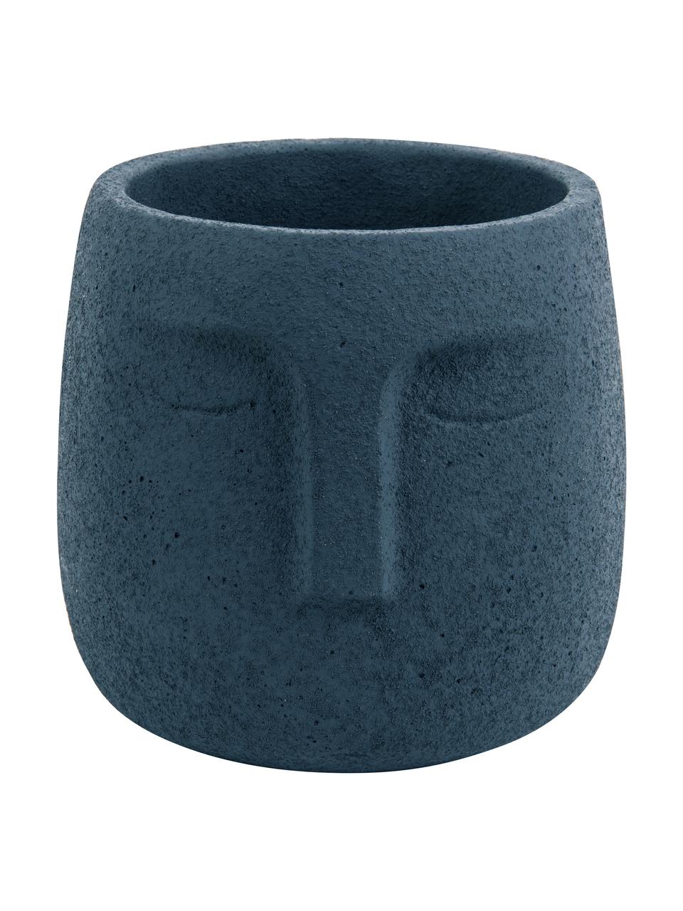 Kleiner Beton-Übertopf Face in Dunkelblau, Beton, Dunkelblau, Ø 12,5 x H 14 cm