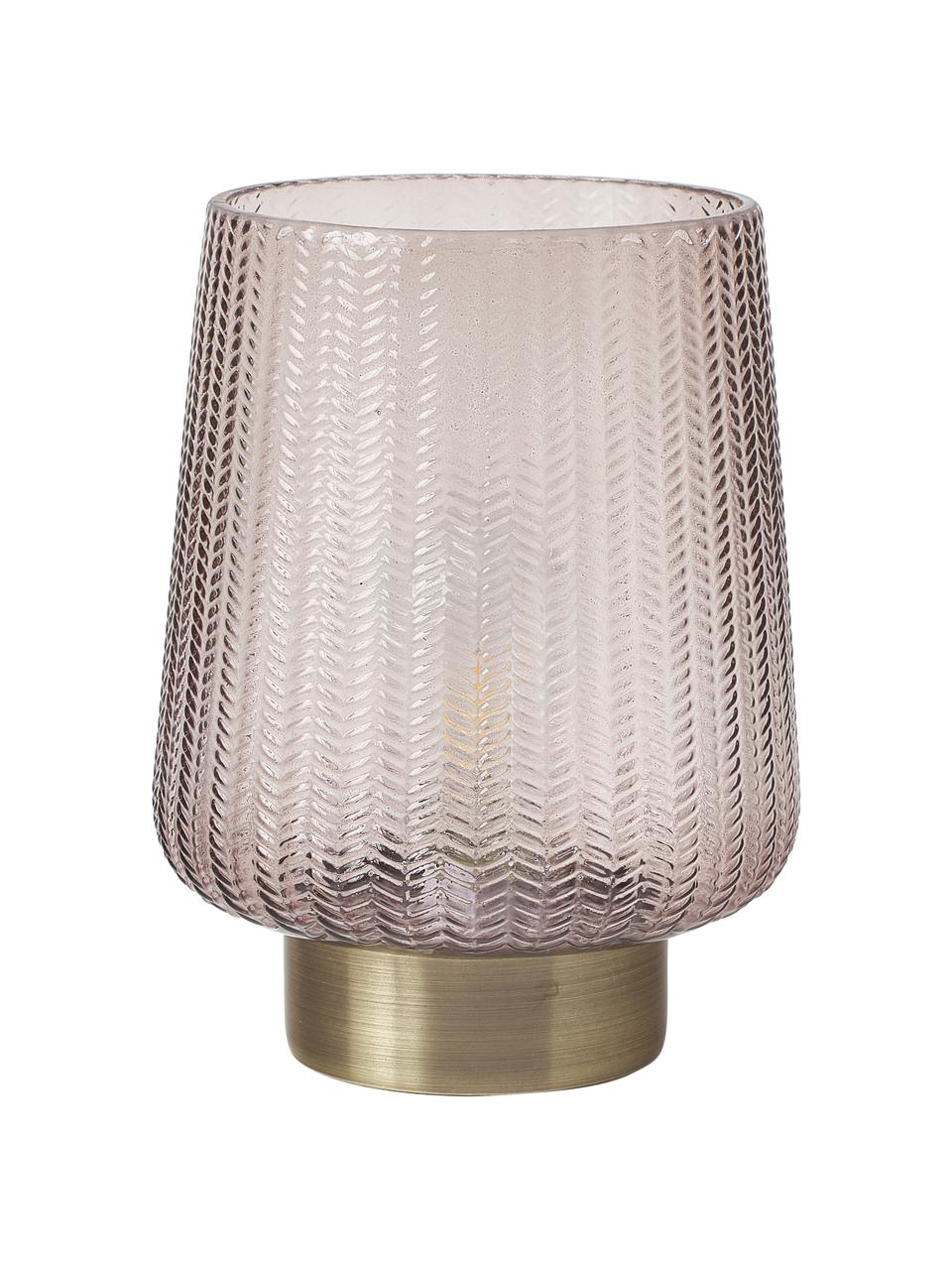 Malá přenosná stolní LED lampa s funkcí časovače Pretty Glamour, Sklo,kov, Šedobéžová, zlatá, Ø 19 cm, V 26 cm