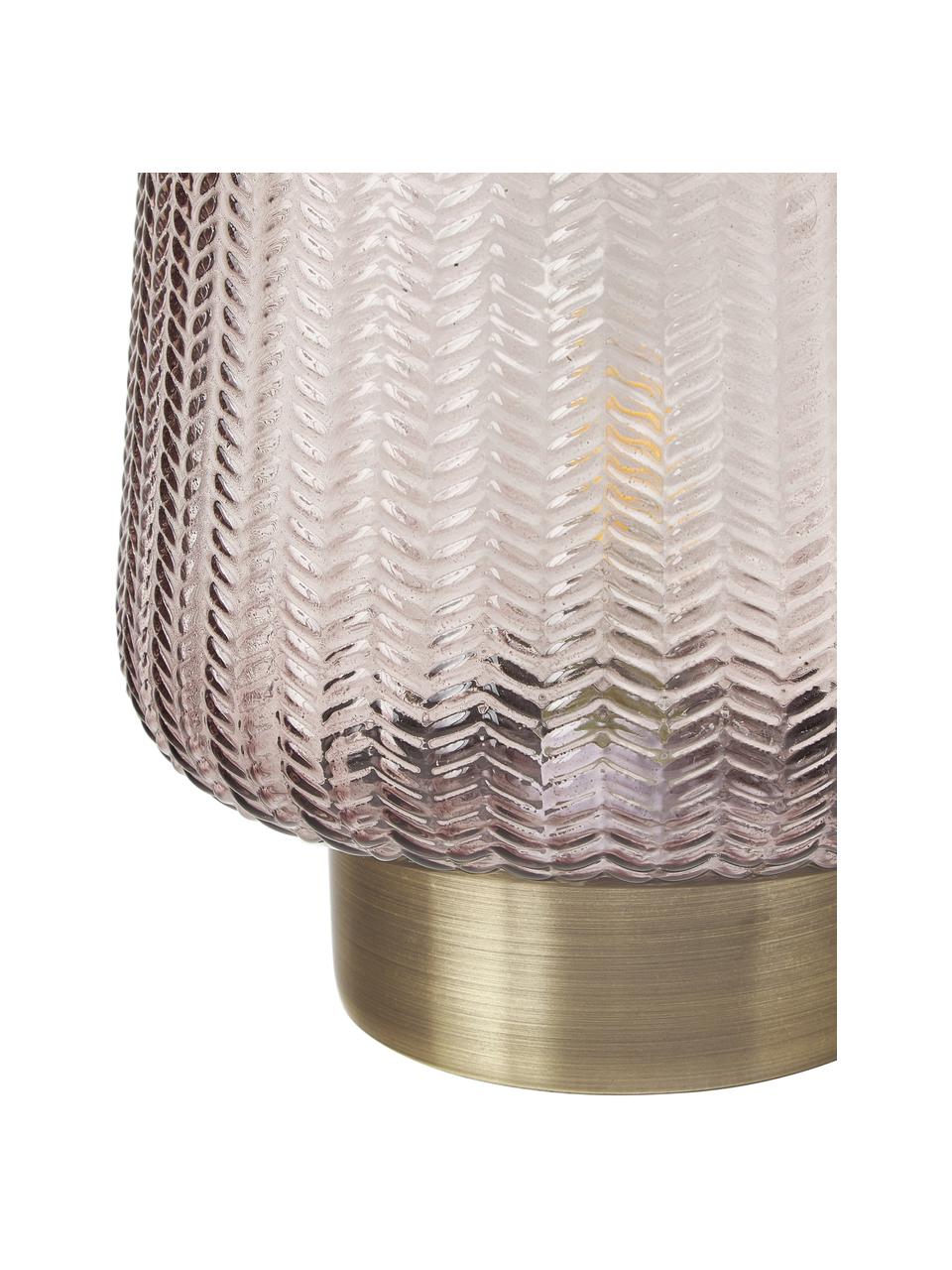 Mobilna lampa stołowa LED z funkcją timera Fancy Glamour, Szkło, metal, Taupe, odcienie złotego, Ø 19 x W 26 cm