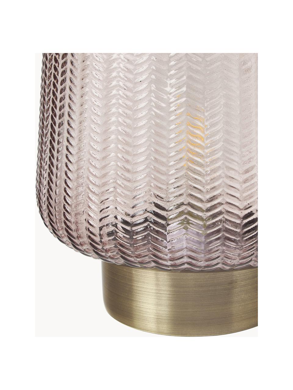 Petite lampe à poser LED mobile avec fonction de minuterie Fancy Glamour, Verre, métal, Taupe, doré, Ø 19 x haut. 26 cm