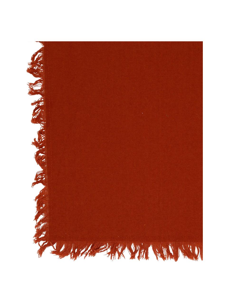 Manteles individuales de algodón con flecos Nalia, 4 uds., 100% algodón, Rojo vino, An 40 x L 50 cm