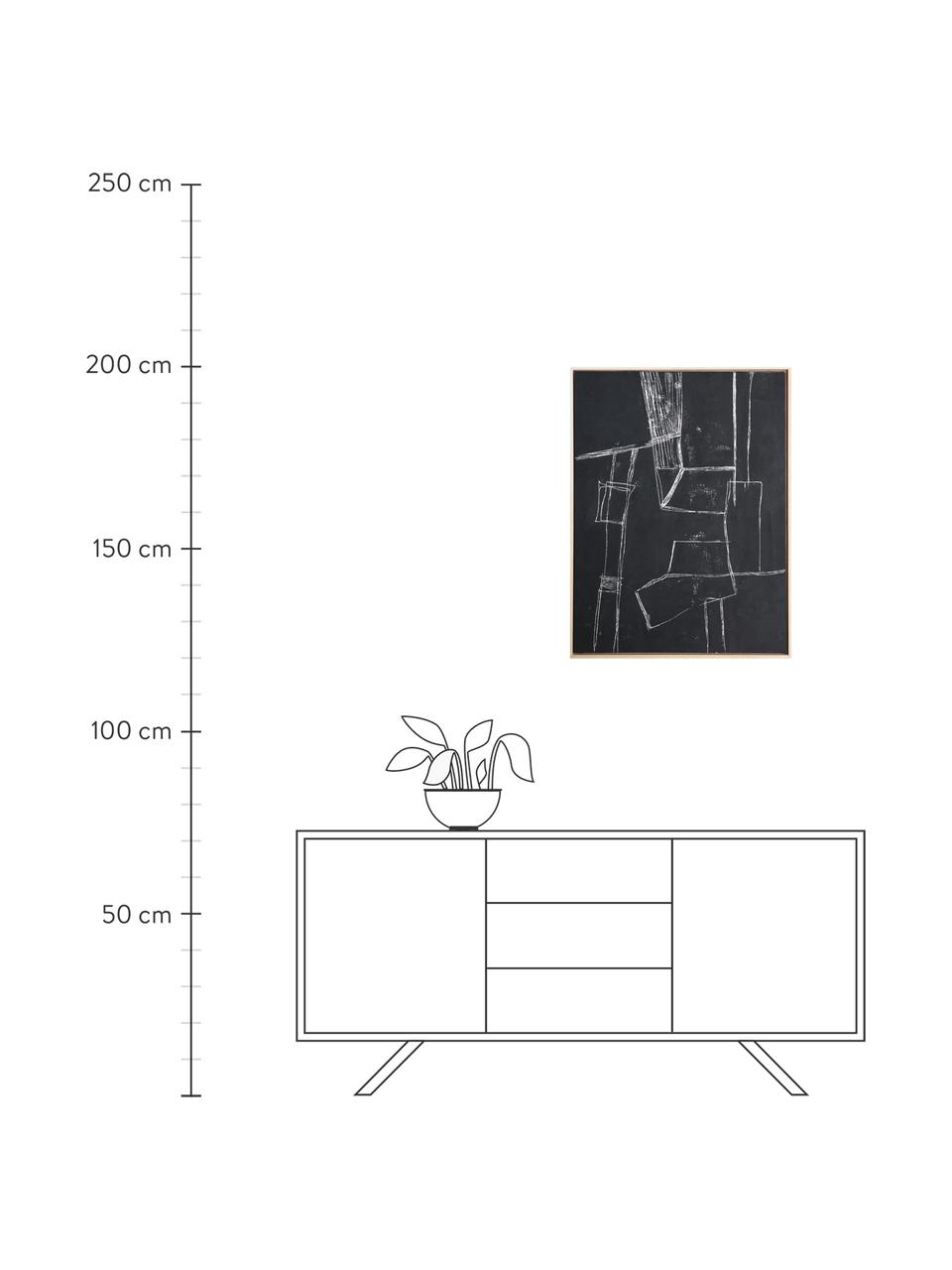 Gerahmtes Leinwandbild Brutalism, Bild: Leinwand, Farbe, Rahmen: Eschenholz, Schwarz, Weiss, B 60 x H 80 cm