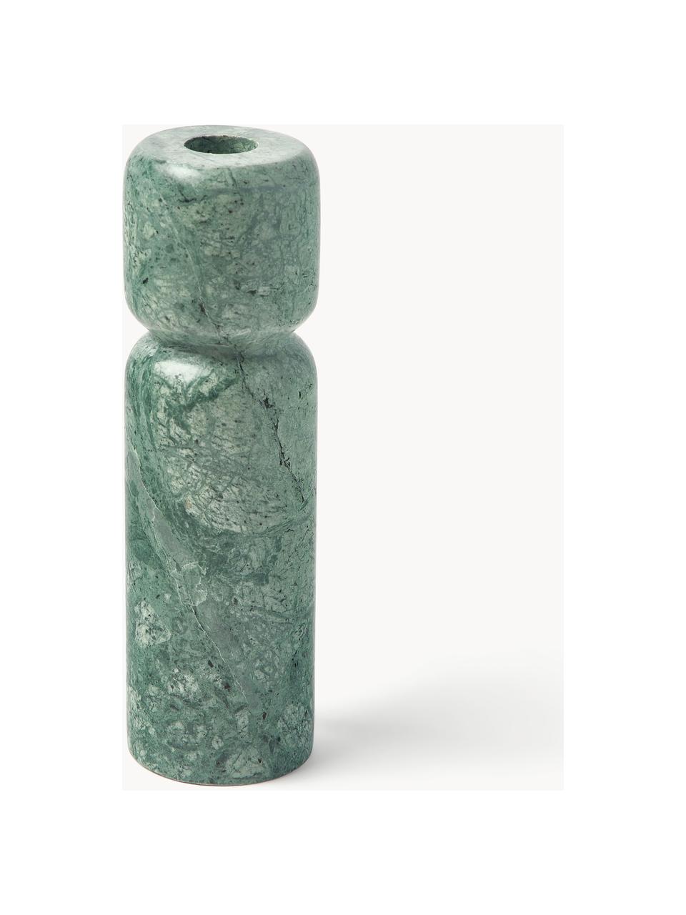 Kerzenhalter Como aus Marmor, 2er-Set, Marmor, Grün, marmoriert, Set mit verschiedenen Grössen