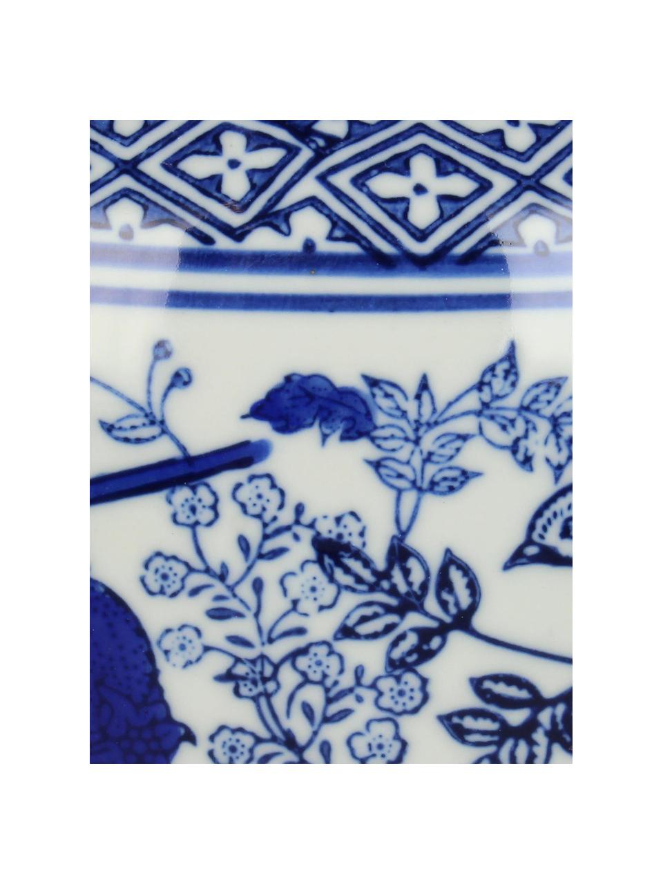 Macetero grande de porcelana Birds, Porcelana, Azul, blanco, Ø 25 x Al 28 cm