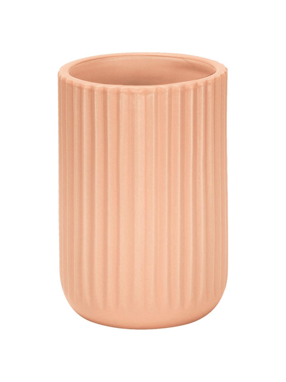 Vaso cepillo de dientes de gres Mallow, Gres, Salmón, Ø 7 x Al 11 cm