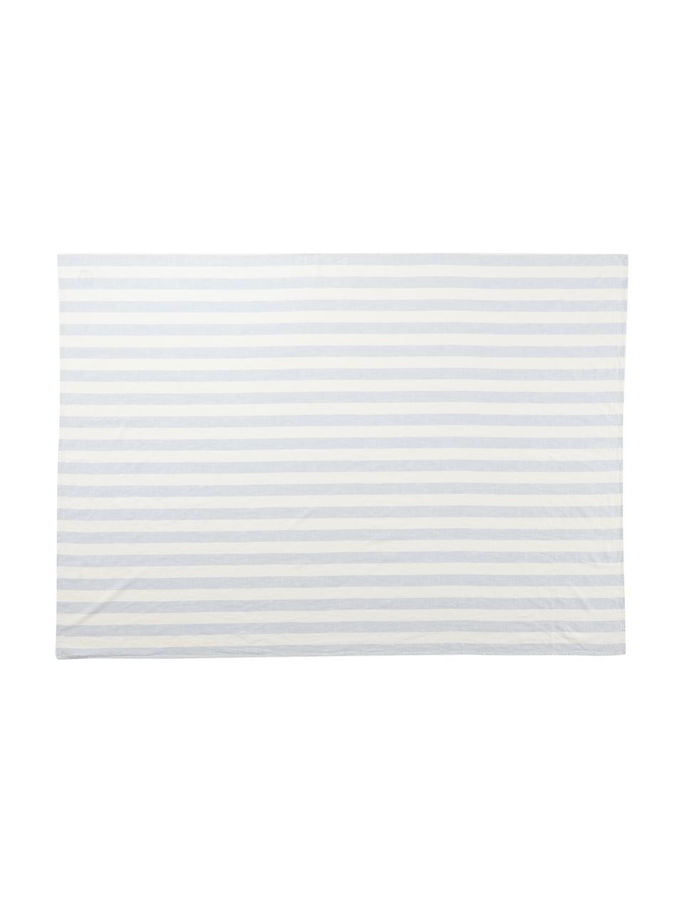 Nappe à rayures Strip, 100 % coton, Bleu, blanc, Pour 4 à 6 pers. (larg. 140 x long. 200 cm)
