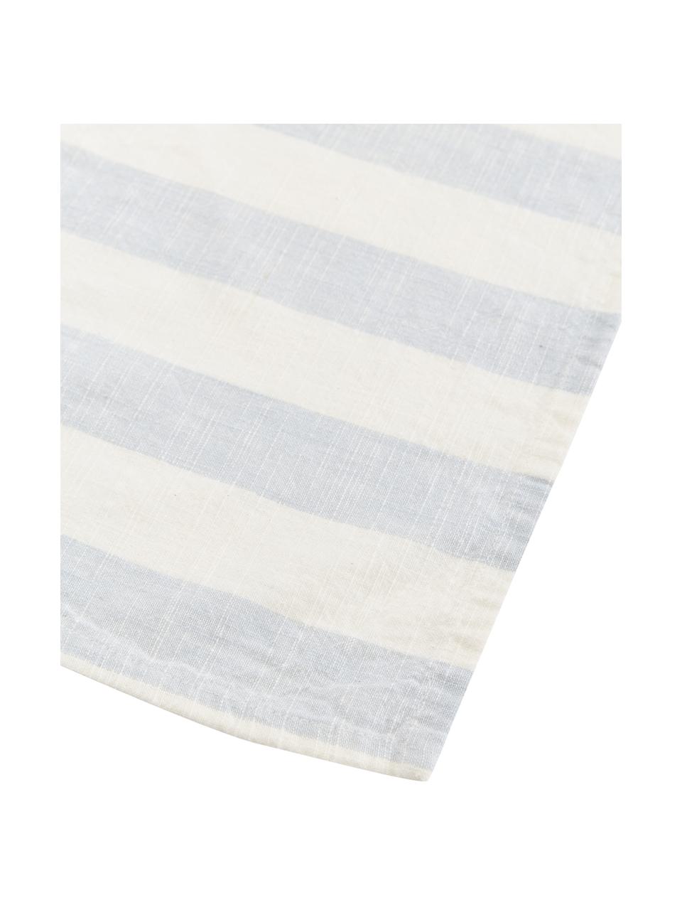 Nappe à rayures Strip, 100 % coton, Bleu, blanc, Pour 4 à 6 pers. (larg. 140 x long. 200 cm)