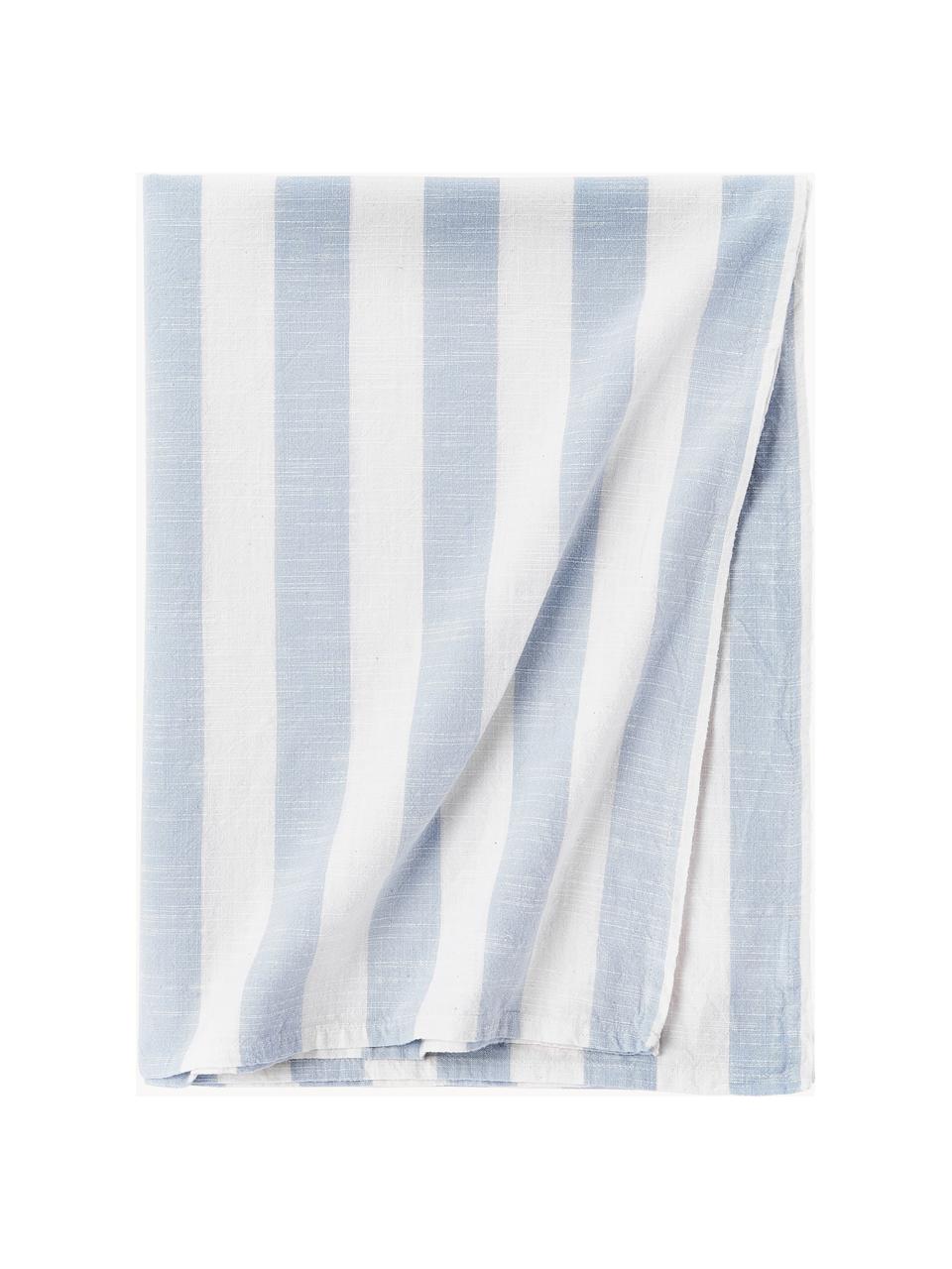 Gestreept tafelkleed Strip, 100% katoen, Wit, lichtblauw, 6-8 personen (B 140 x L 200 cm)