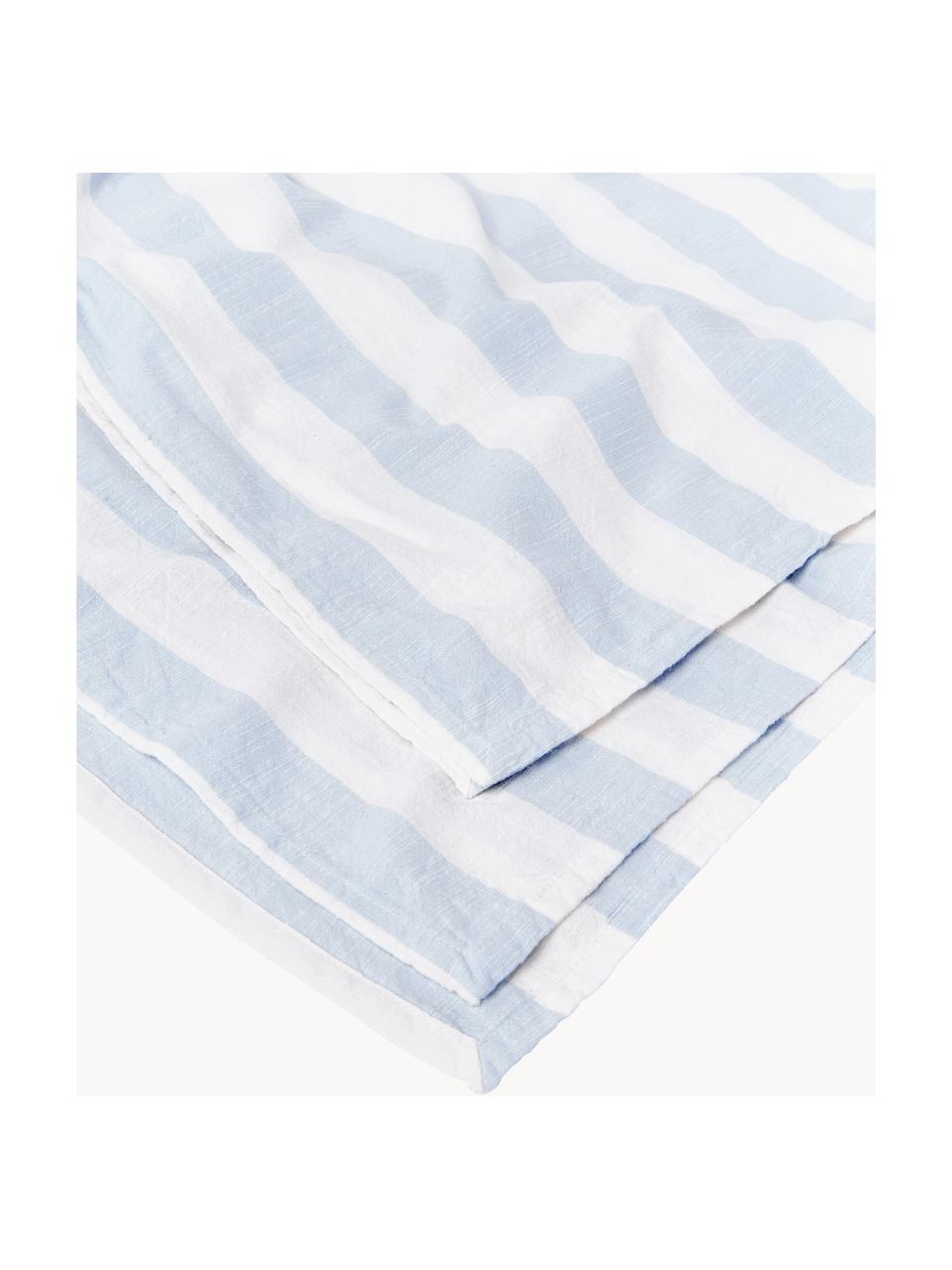 Tovaglia a righe Strip, 100% cotone, Bianco, azzurro, 6-8 persone (Larg. 200 x Lung. 140 cm)