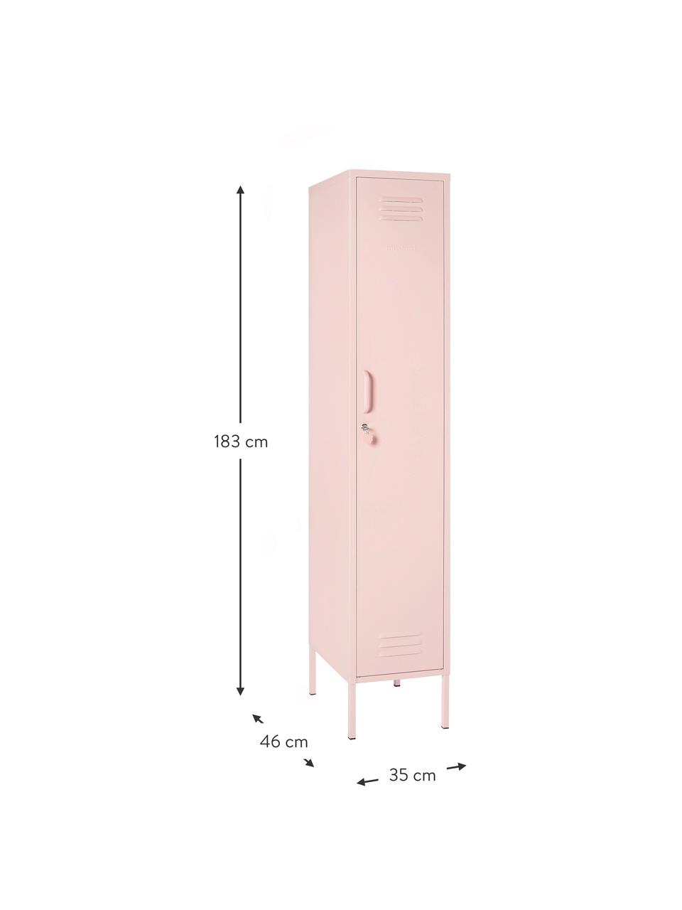 Malá šatníková skriňa Skinny, Oceľ s práškovým náterom, Svetloružová, Š 35 x V 183 cm