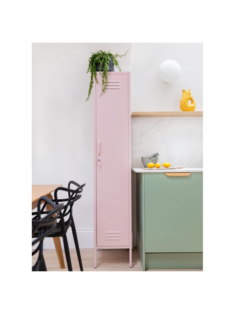 Petite armoire The Skinny, Acier, revêtement par poudre, Rose pâle, larg. 35 x haut. 183 cm