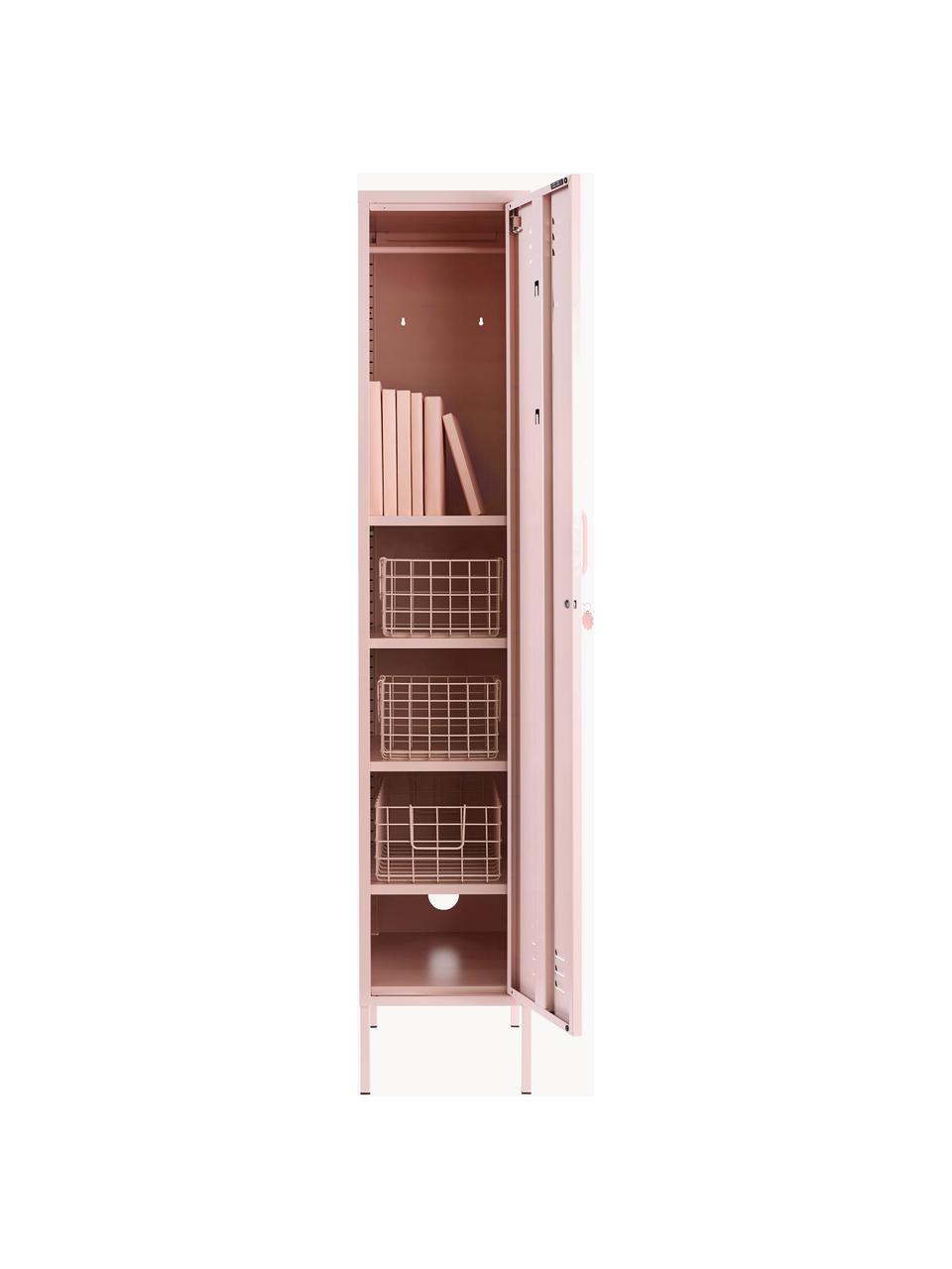 Kleiner Kleiderschrank The Skinny, Stahl, pulverbeschichtet, Hellrosa, B 35 x H 183 cm