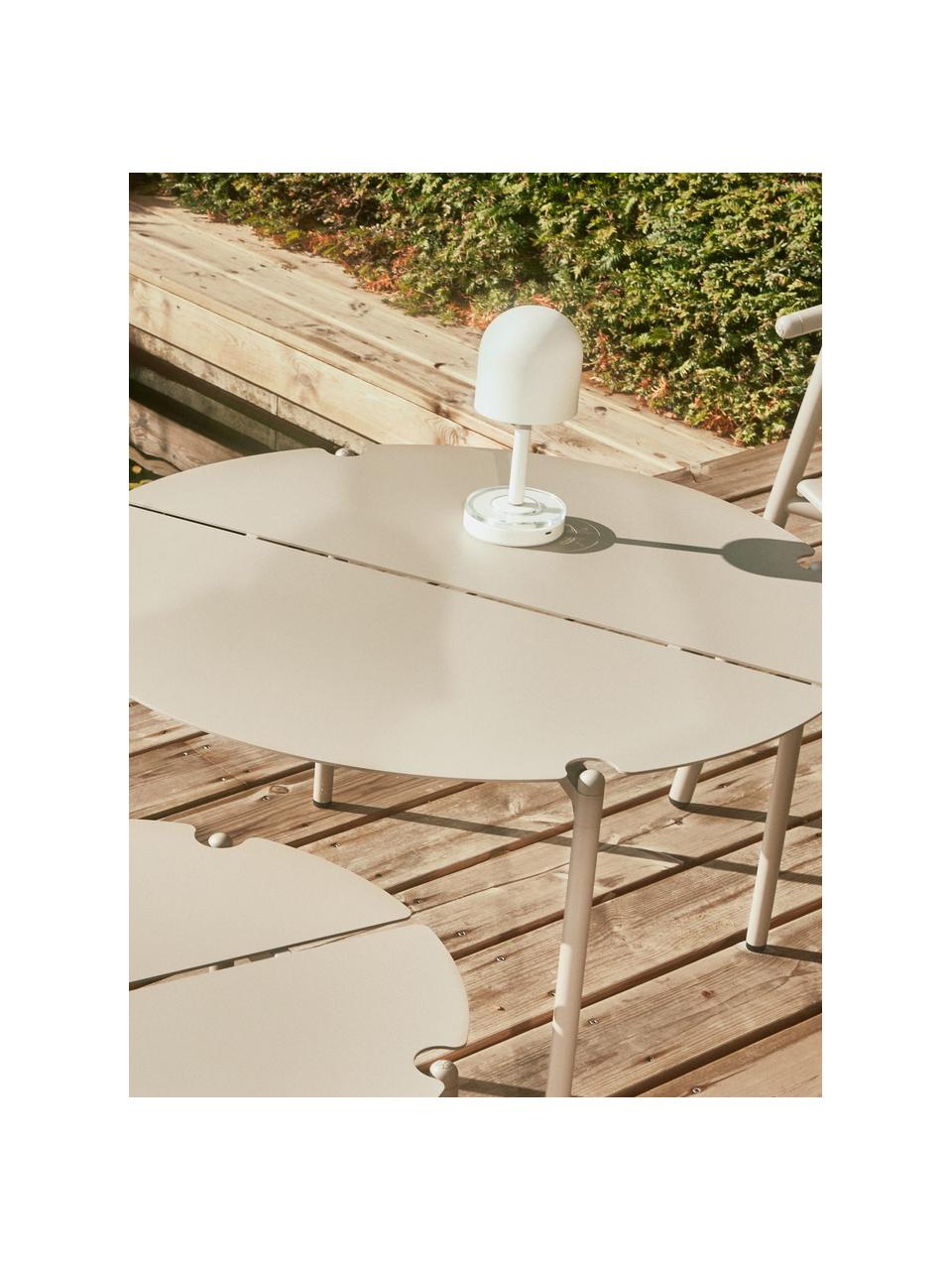 Kleine mobiele LED outdoor tafellamp Luceo, Lampvoet: glas, gecoat metaal, Mat wit, Ø 9 x H 22 cm