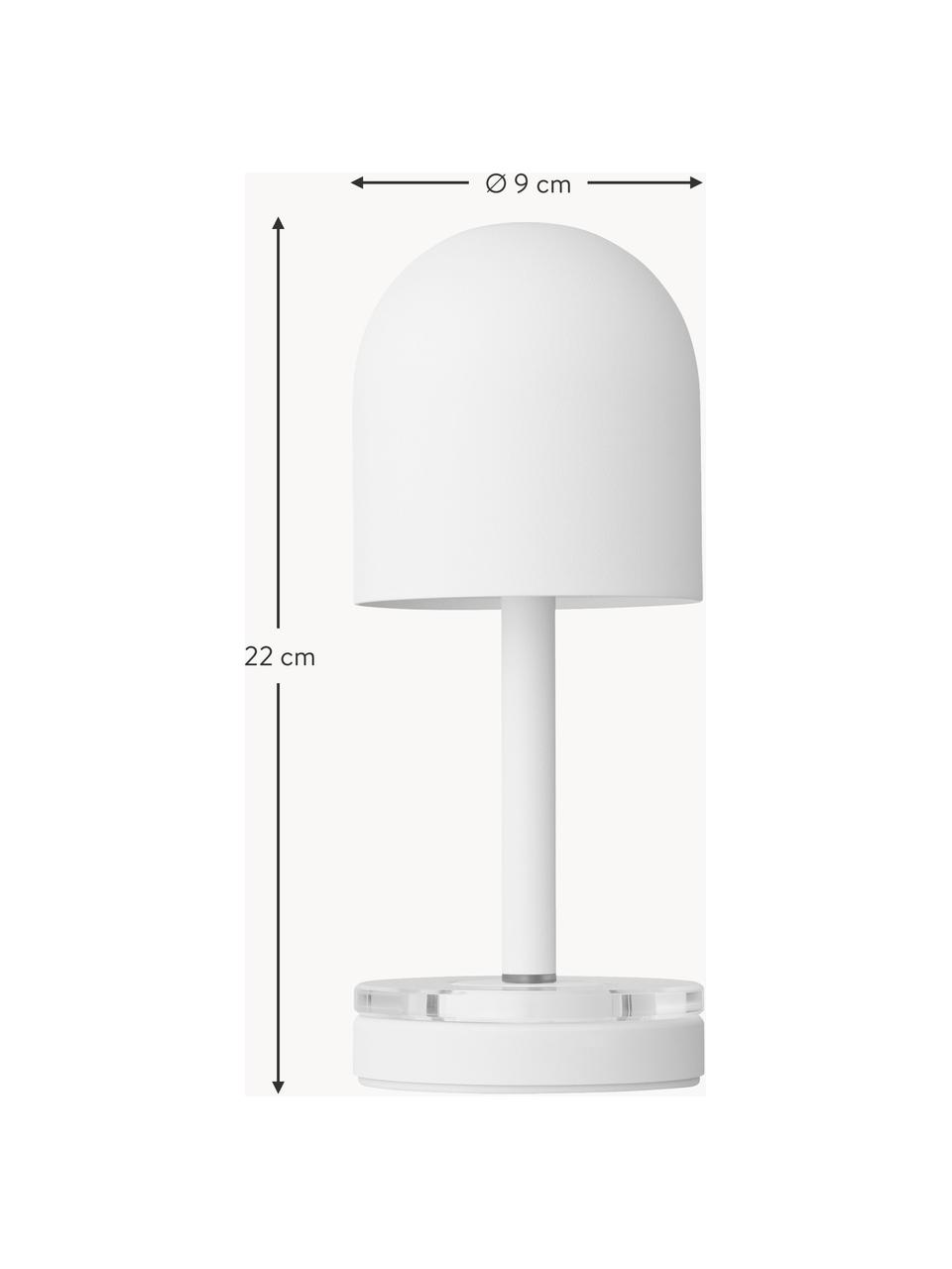 Kleine mobiele LED outdoor tafellamp Luceo, Lampvoet: glas, gecoat metaal, Mat wit, Ø 9 x H 22 cm