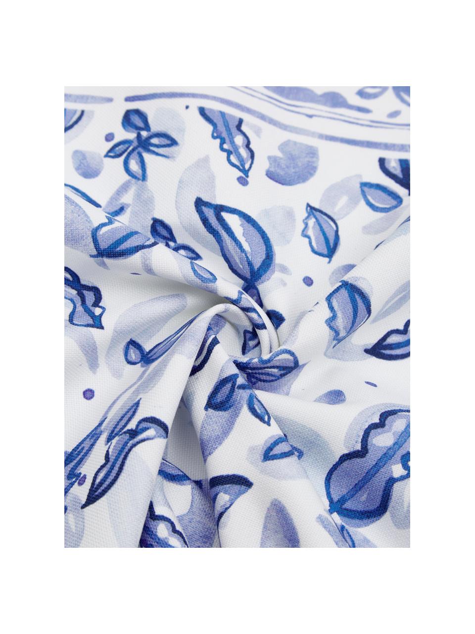 Gedessineerde kussenhoes Andrea van katoen, 100% katoen, Blauw, beige, B 45 x L 45 cm