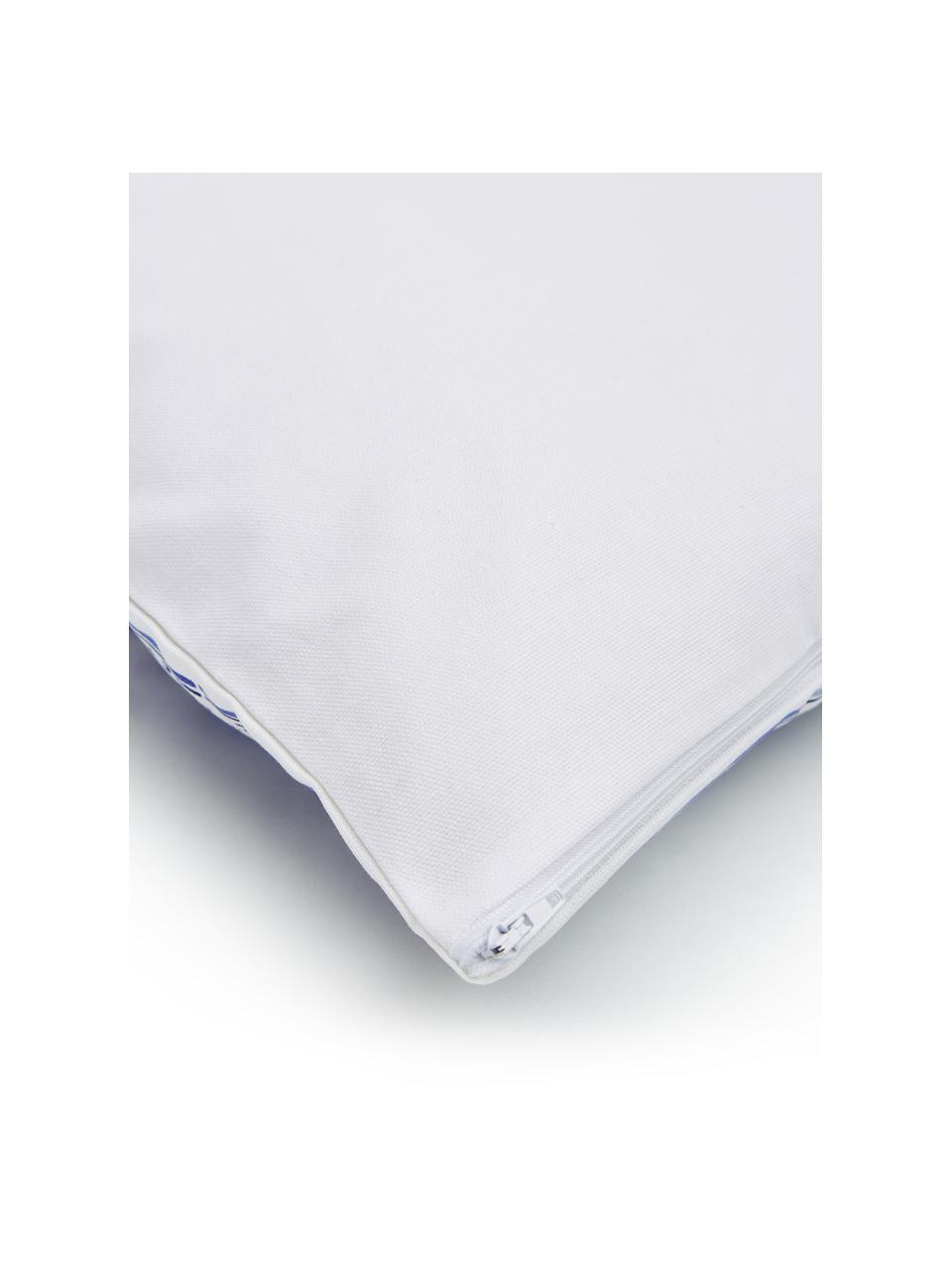 Housse de coussin 45x45 Tavira, 100 % coton, Blanc crème, bleu, larg. 45 x long. 45 cm