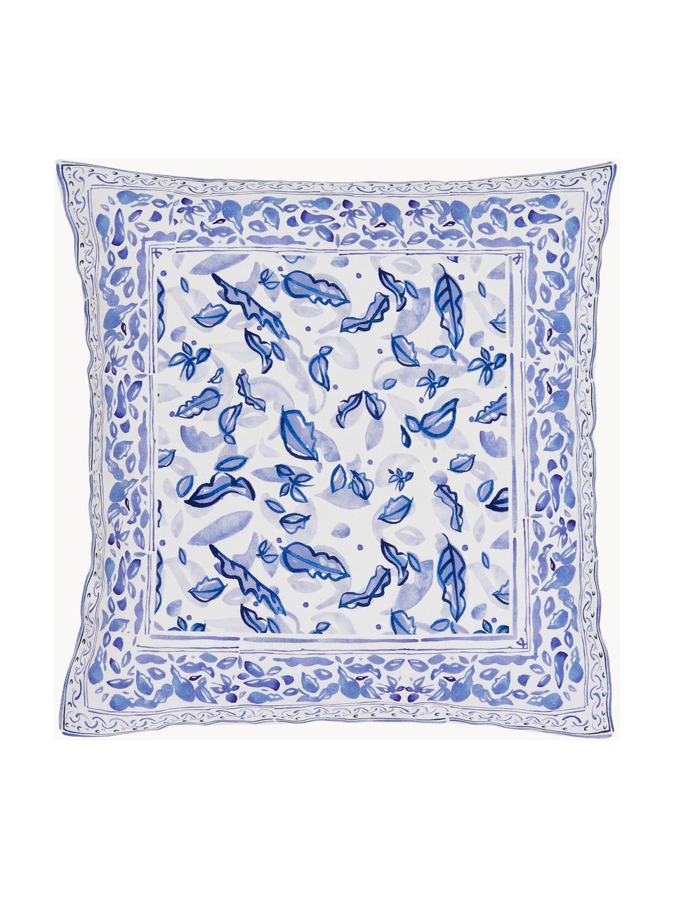 Vzorovaný bavlněný povlak na polštář Andrea, 100 % bavlna, Béžová, modrá, Š 45 cm, D 45 cm