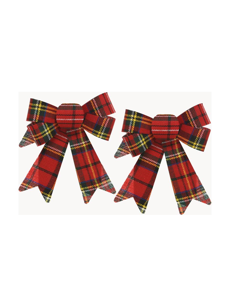 Nœuds décoratifs Terry haut. 17 cm, 2 pièces, Polyester, Rouge, vert, jaune, larg. 14 x haut. 17 cm