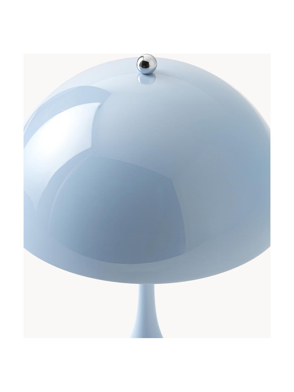 Lámpara de mesa LED regulable Panthella, Al 24 cm, Pantalla: acero recubierto, Estructura: aluminio recubierto, Acero azul claro, Ø 16 x Al 24 cm
