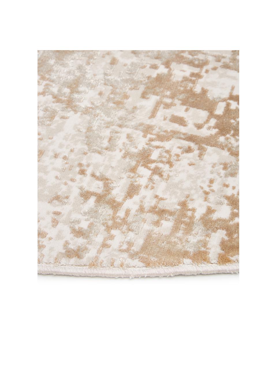Rond vloerkleed Cordoba, glinsterend, Bovenzijde: 70% acryl, 30% viscose, Onderzijde: polyester, Beigetinten, Ø 150 cm (maat M)