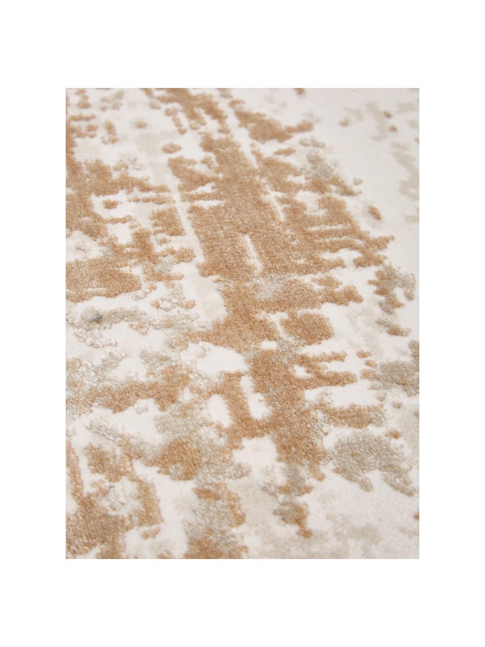 Runder Vintage Teppich Cordoba in Beigetönen, schimmernd, Flor: 70% Acryl, 30% Viskose, Beigetöne, Ø 150 cm (Größe M)