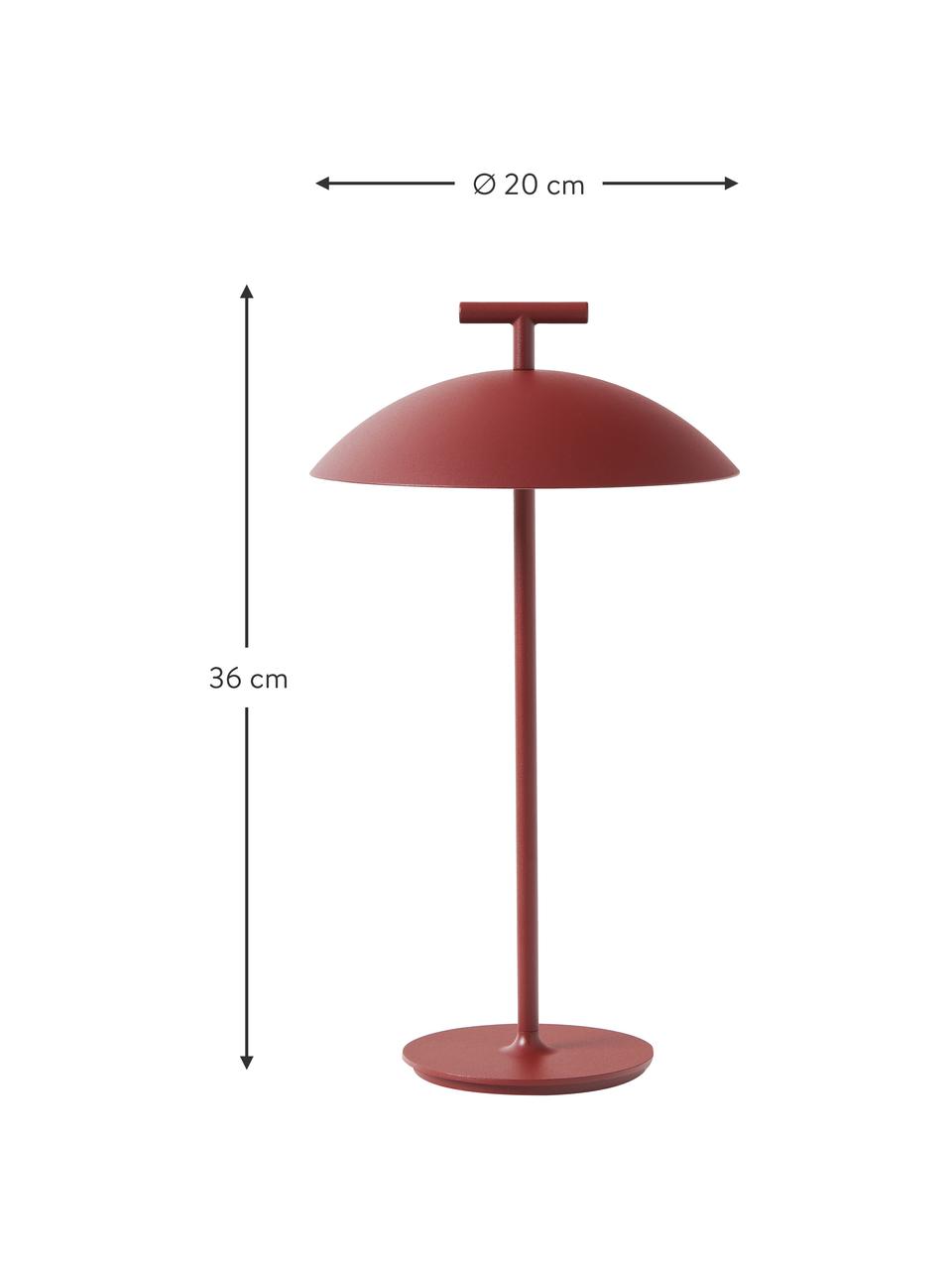 Přenosná designová stolní LED lampa Mini Geen-A, stmívatelná, Kov s práškovým nástřikem, Cihlově červená, Ø 20 cm, V 36 cm