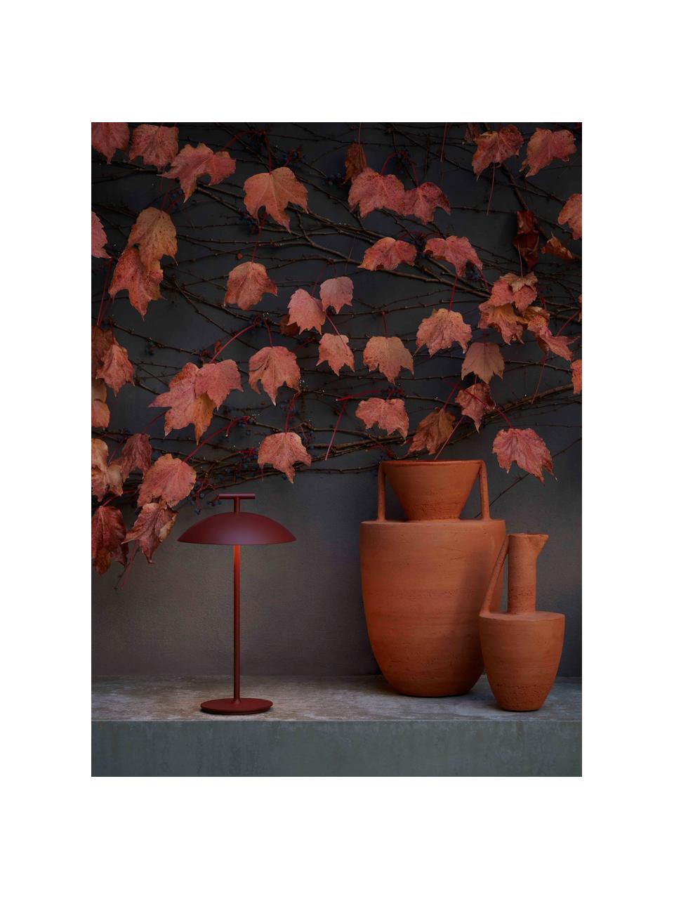 Prenosná dizajnová stolová LED lampa Mini Geen-A, Kov s práškovým náterom, Tehlovočervená, Ø 20 x V 36 cm