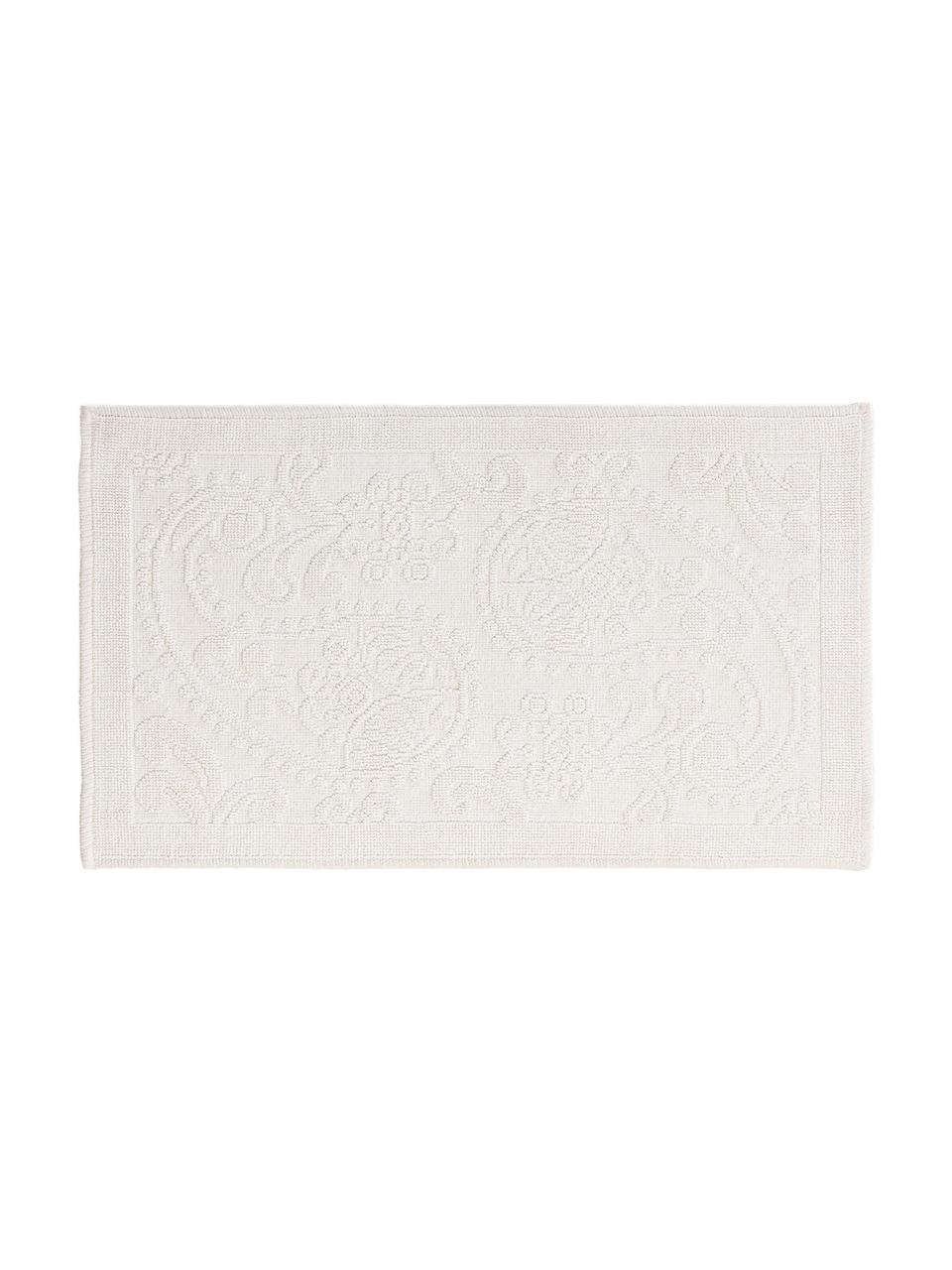 Badmat Kaya met bloemenpatroon, 100% katoen, Crèmewit, B 50 x L 80 cm