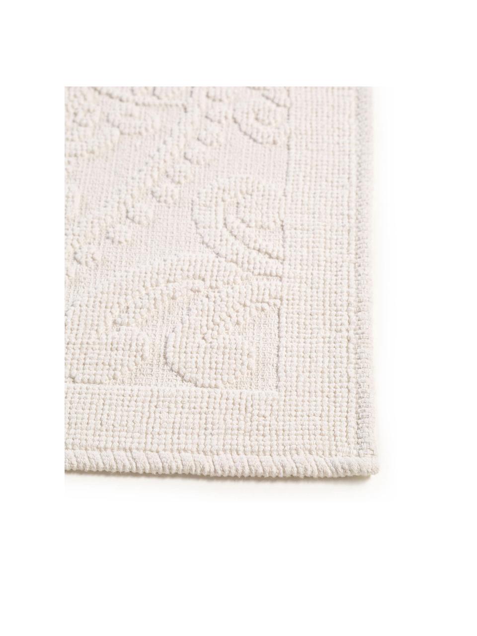 Alfombrilla de baño estampada Kaya, 100% algodón, Blanco crema, An 50 x L 80 cm