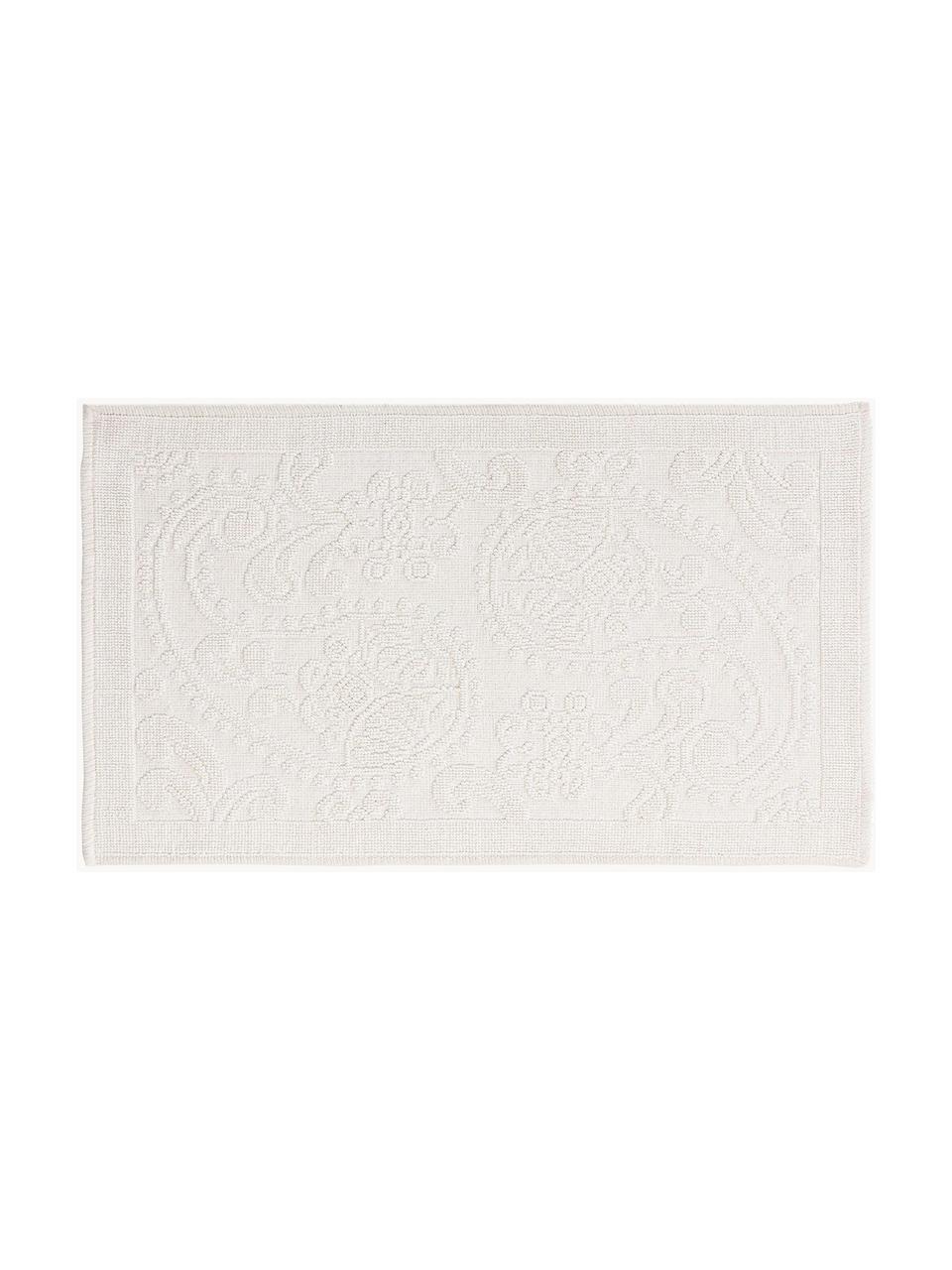 Koupelnový kobereček s  květinovým vzorem Kaya, 100% bavlna, Krémově bílá, Š 50 cm, D 80 cm